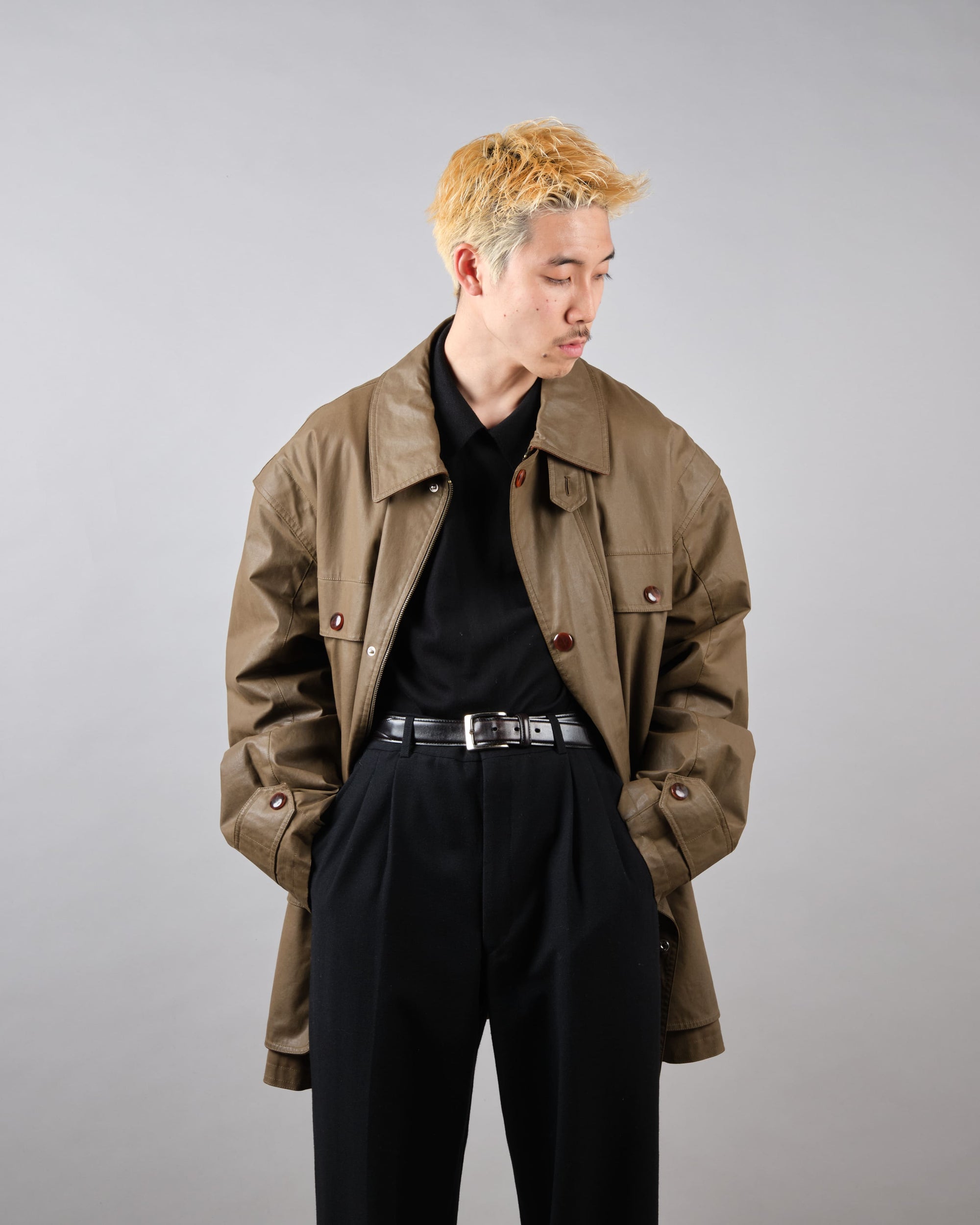 ［~80’s］Old GUCCI Detachable Sleeve Cotton Polyester 4 Pockets Jacket With Chin Strap Size.50