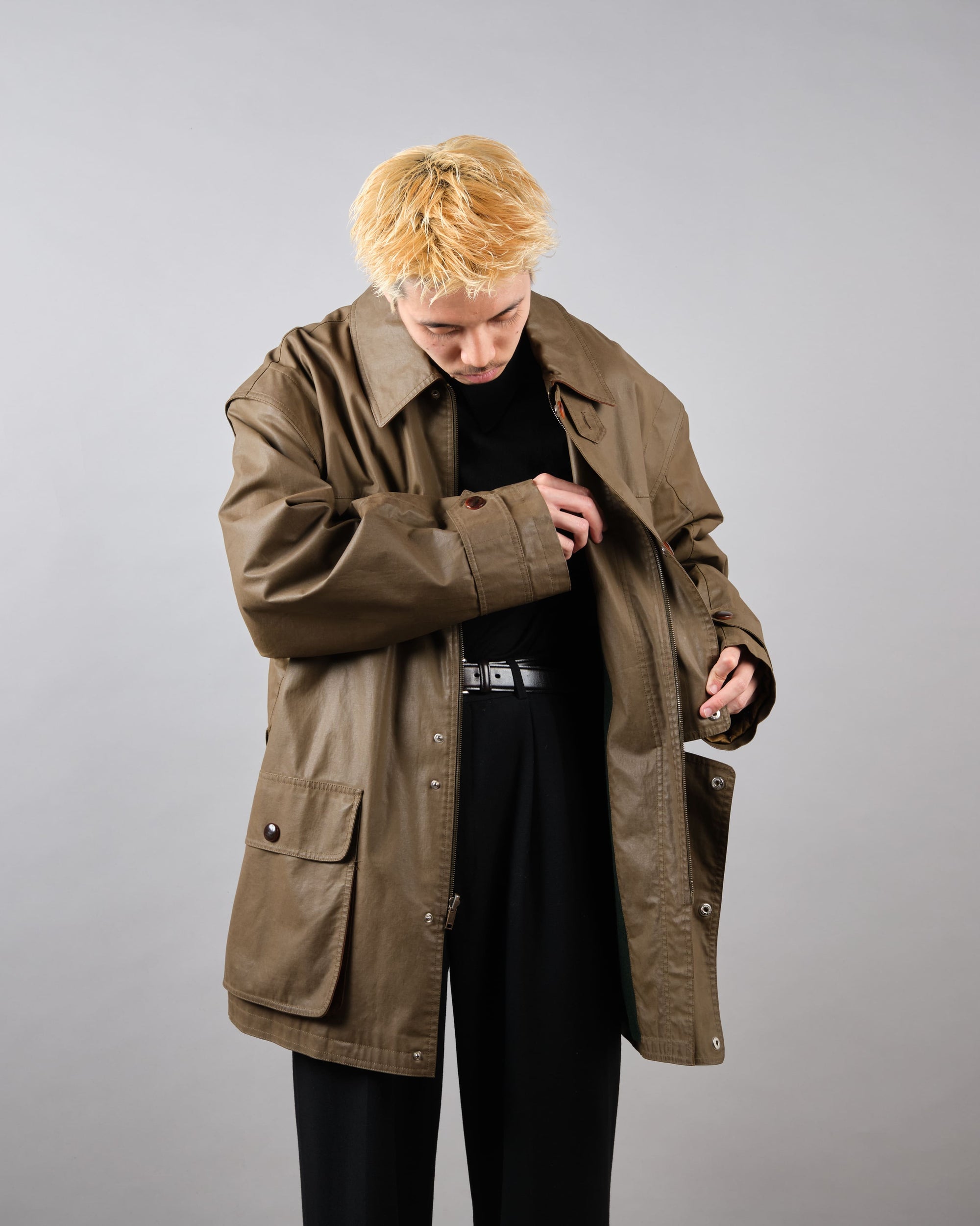 ［~80’s］Old GUCCI Detachable Sleeve Cotton Polyester 4 Pockets Jacket With Chin Strap Size.50