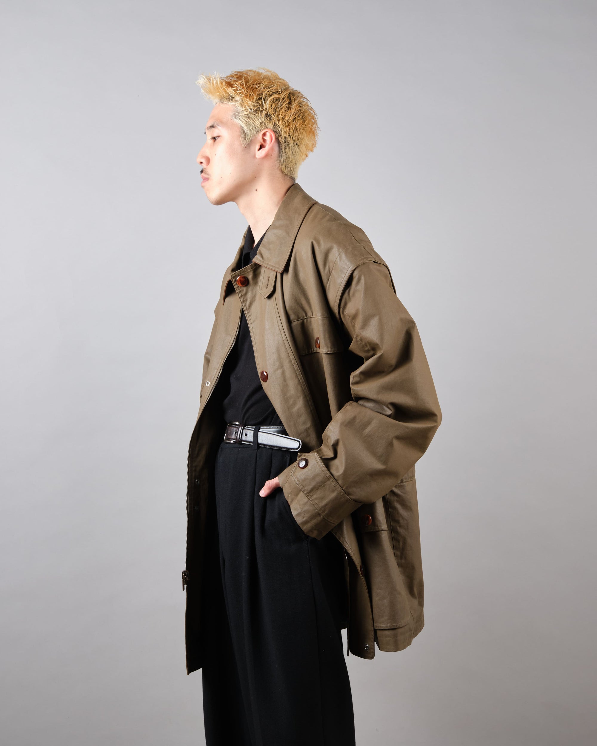 ［~80’s］Old GUCCI Detachable Sleeve Cotton Polyester 4 Pockets Jacket With Chin Strap Size.50