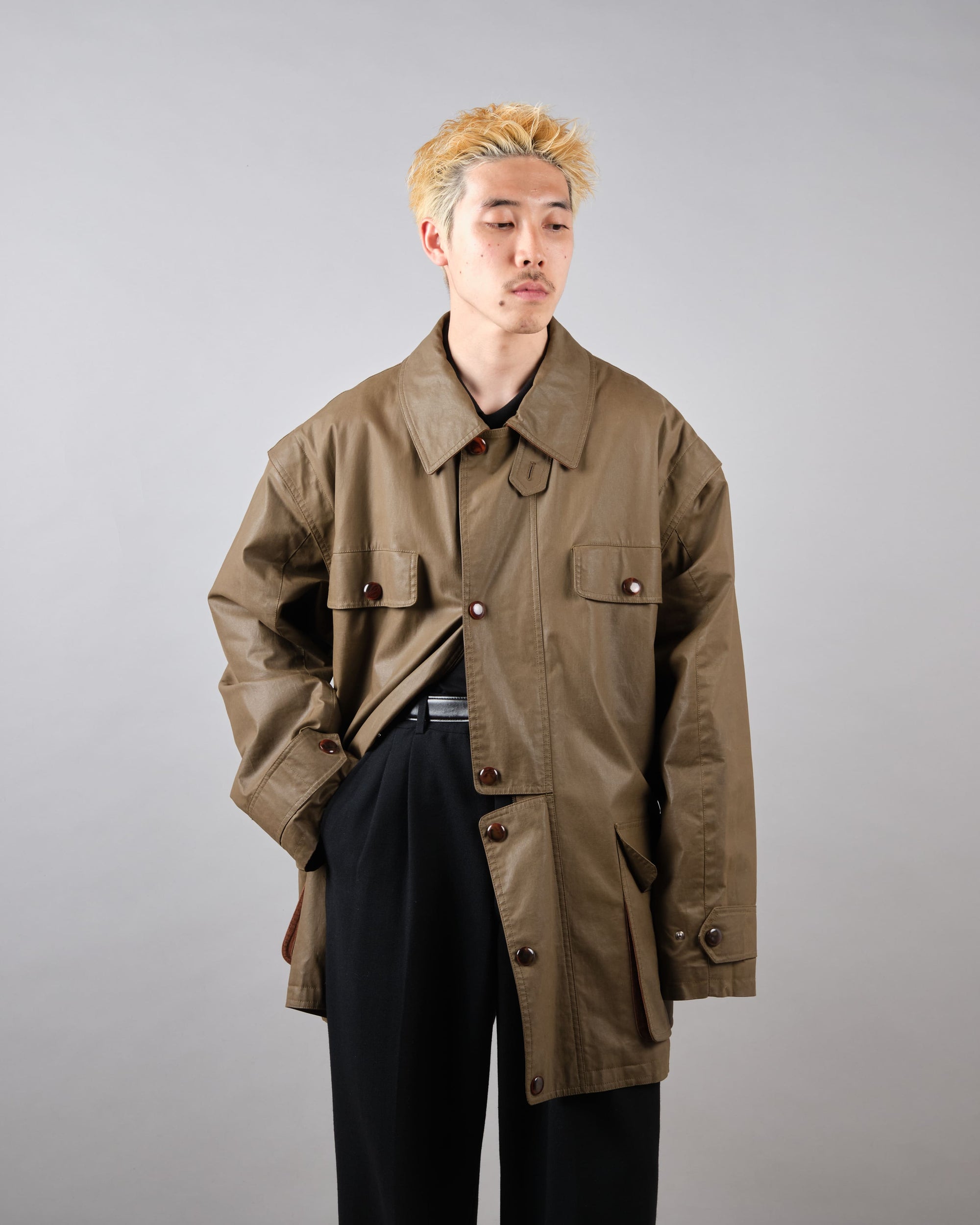 ［~80’s］Old GUCCI Detachable Sleeve Cotton Polyester 4 Pockets Jacket With Chin Strap Size.50