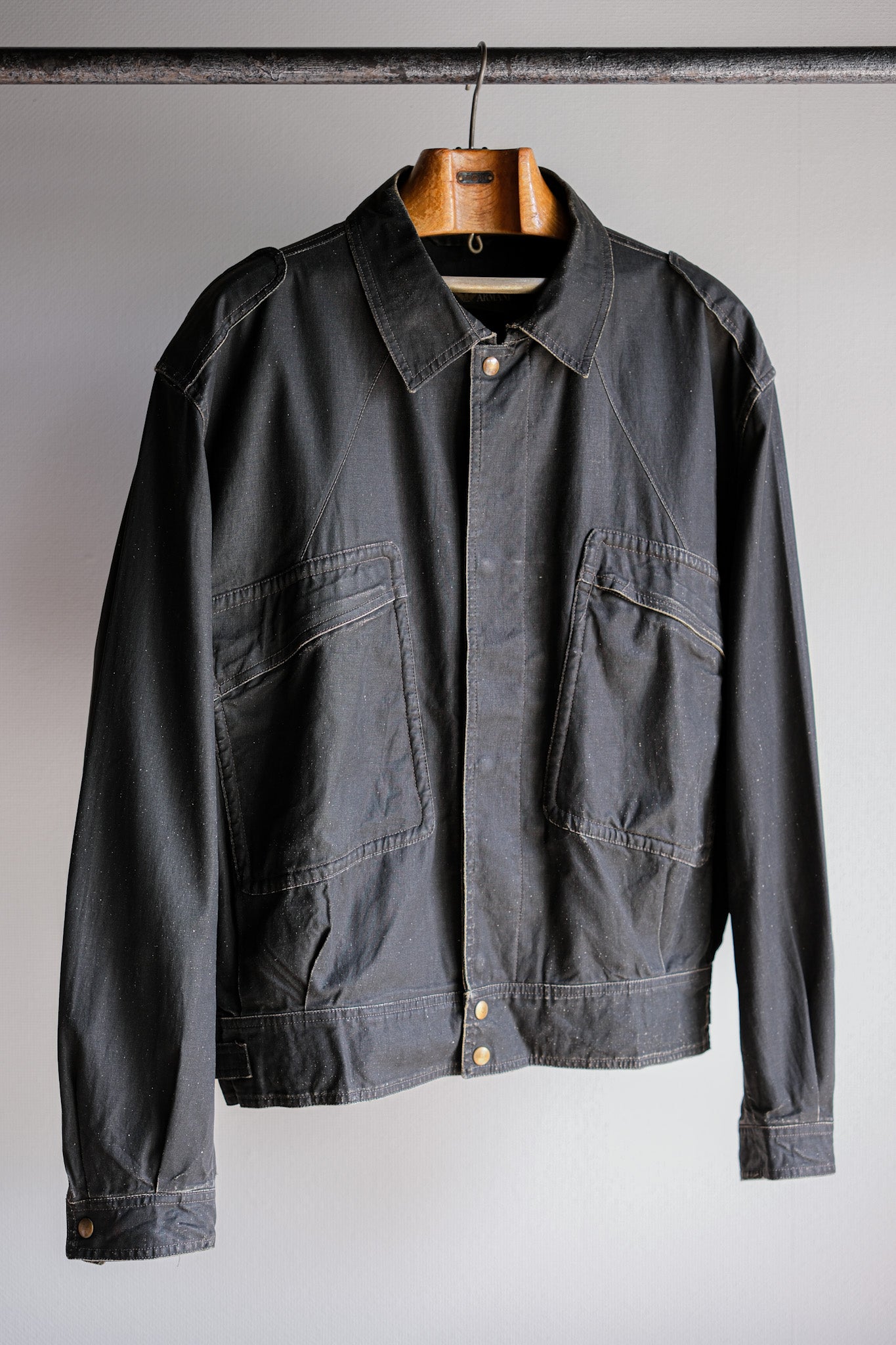 ［~80's］Old EMPORIO ARMANI Black Cotton Linen Jacket