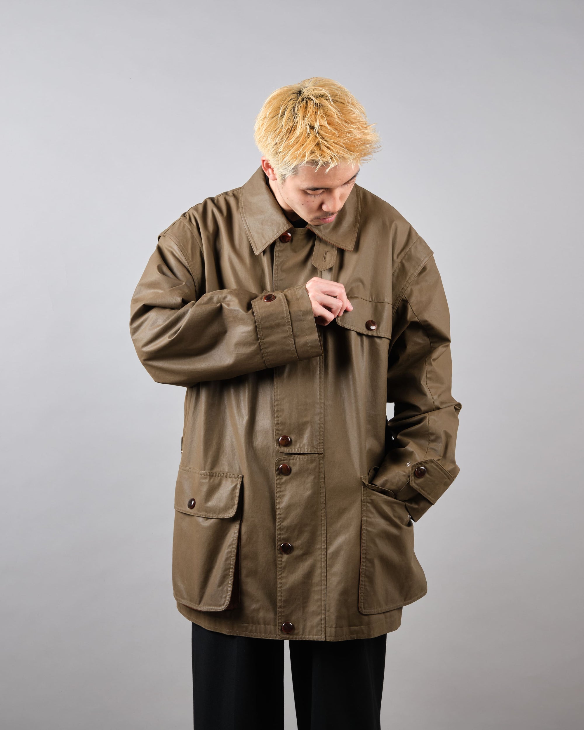 ［~80’s］Old GUCCI Detachable Sleeve Cotton Polyester 4 Pockets Jacket With Chin Strap Size.50