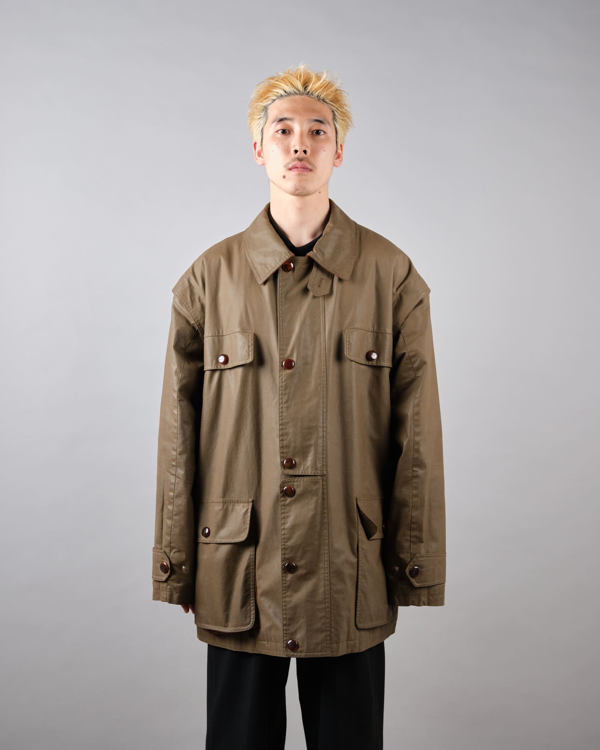 ［~80’s］Old GUCCI Detachable Sleeve Cotton Polyester 4 Pockets Jacket With Chin Strap Size.50
