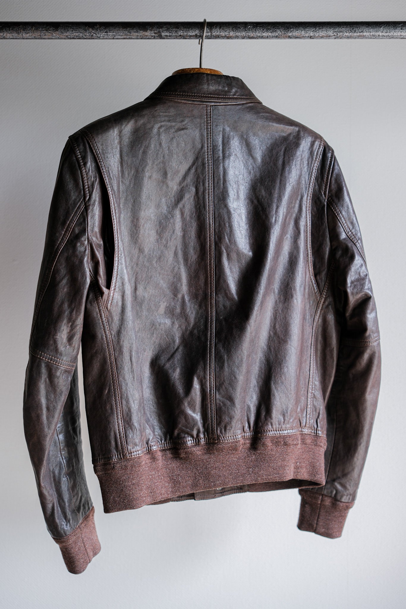 [~2010's] Old PRADA LINEA ROSSA Brown Leather Blouson Size.48 "PRADA SPORT"