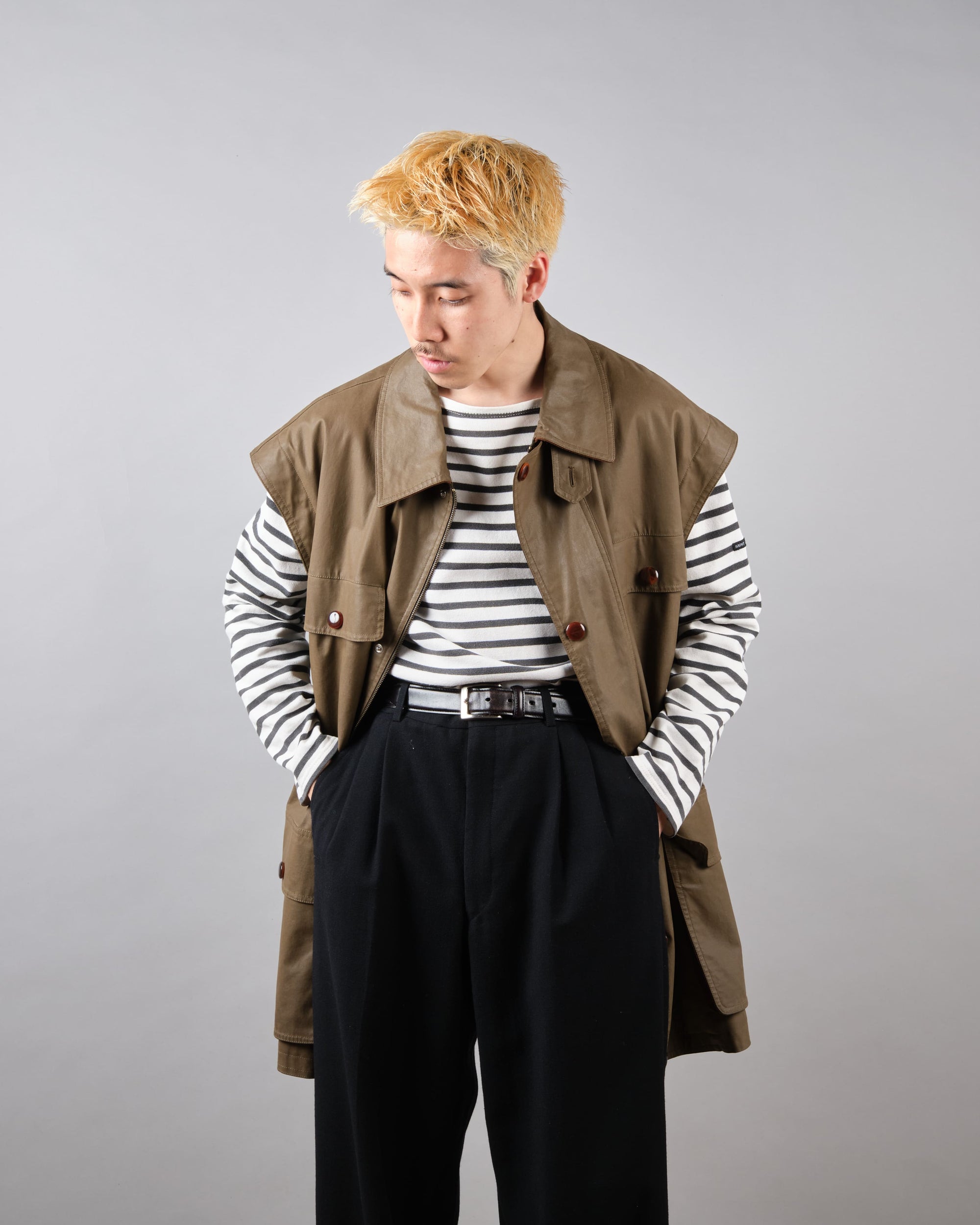 ［~80’s］Old GUCCI Detachable Sleeve Cotton Polyester 4 Pockets Jacket With Chin Strap Size.50