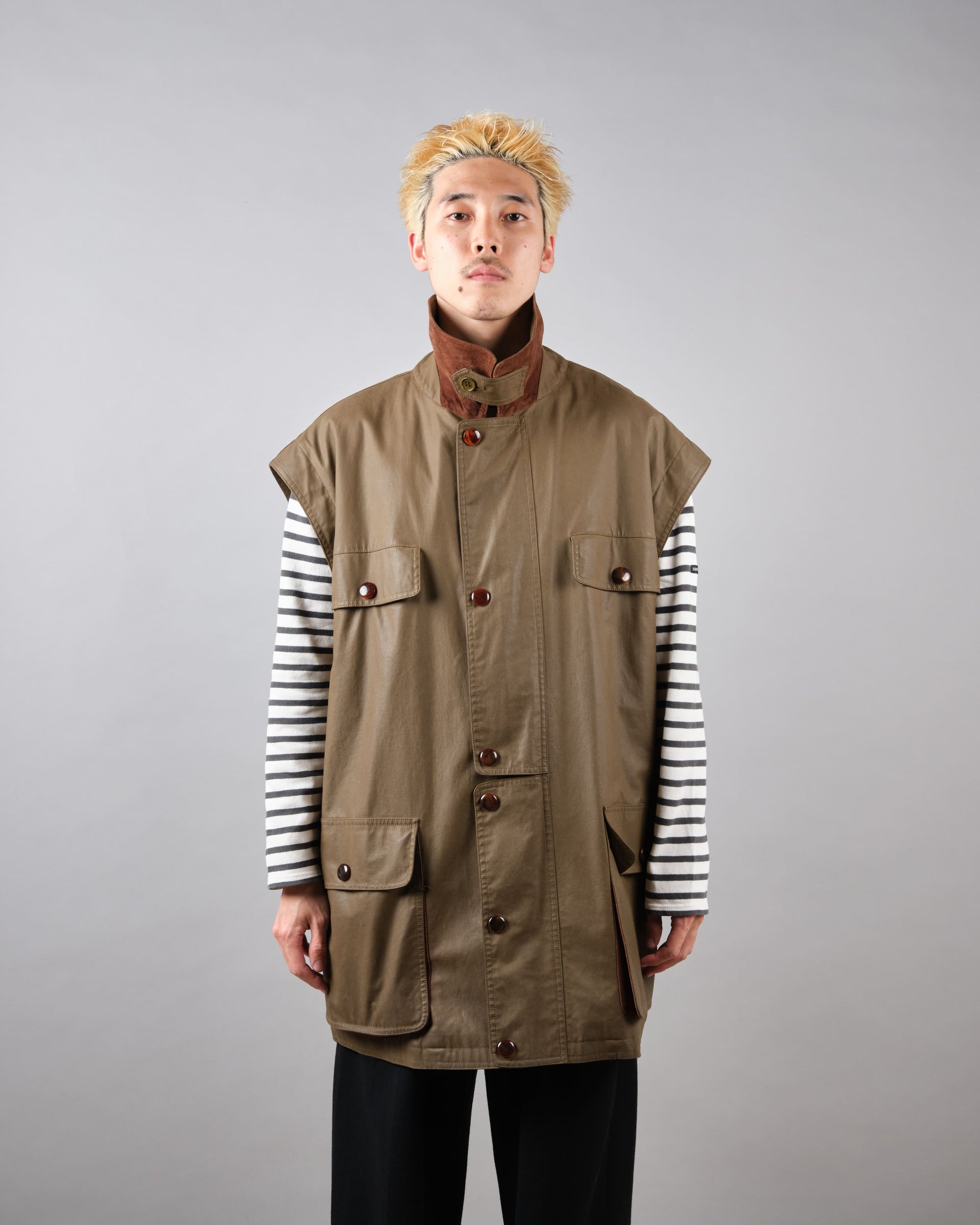 ［~80’s］Old GUCCI Detachable Sleeve Cotton Polyester 4 Pockets Jacket With Chin Strap Size.50