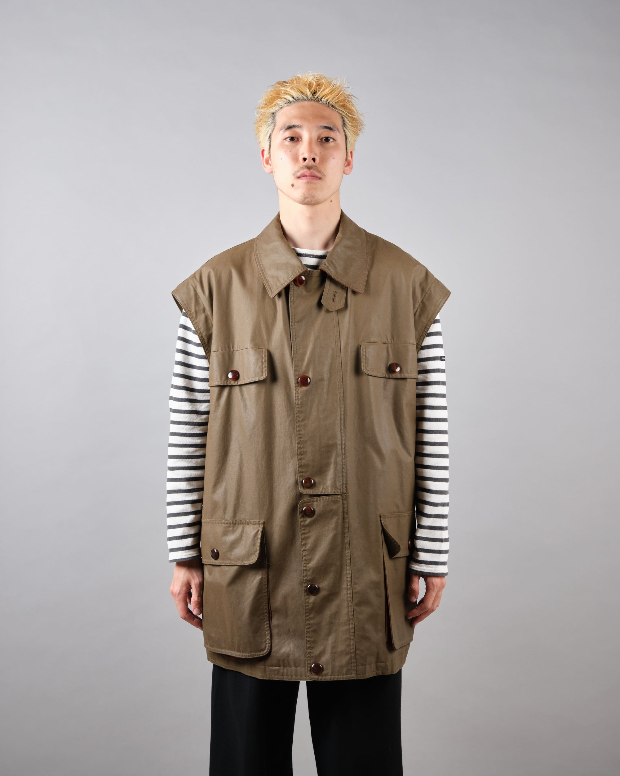 ［~80’s］Old GUCCI Detachable Sleeve Cotton Polyester 4 Pockets Jacket With Chin Strap Size.50