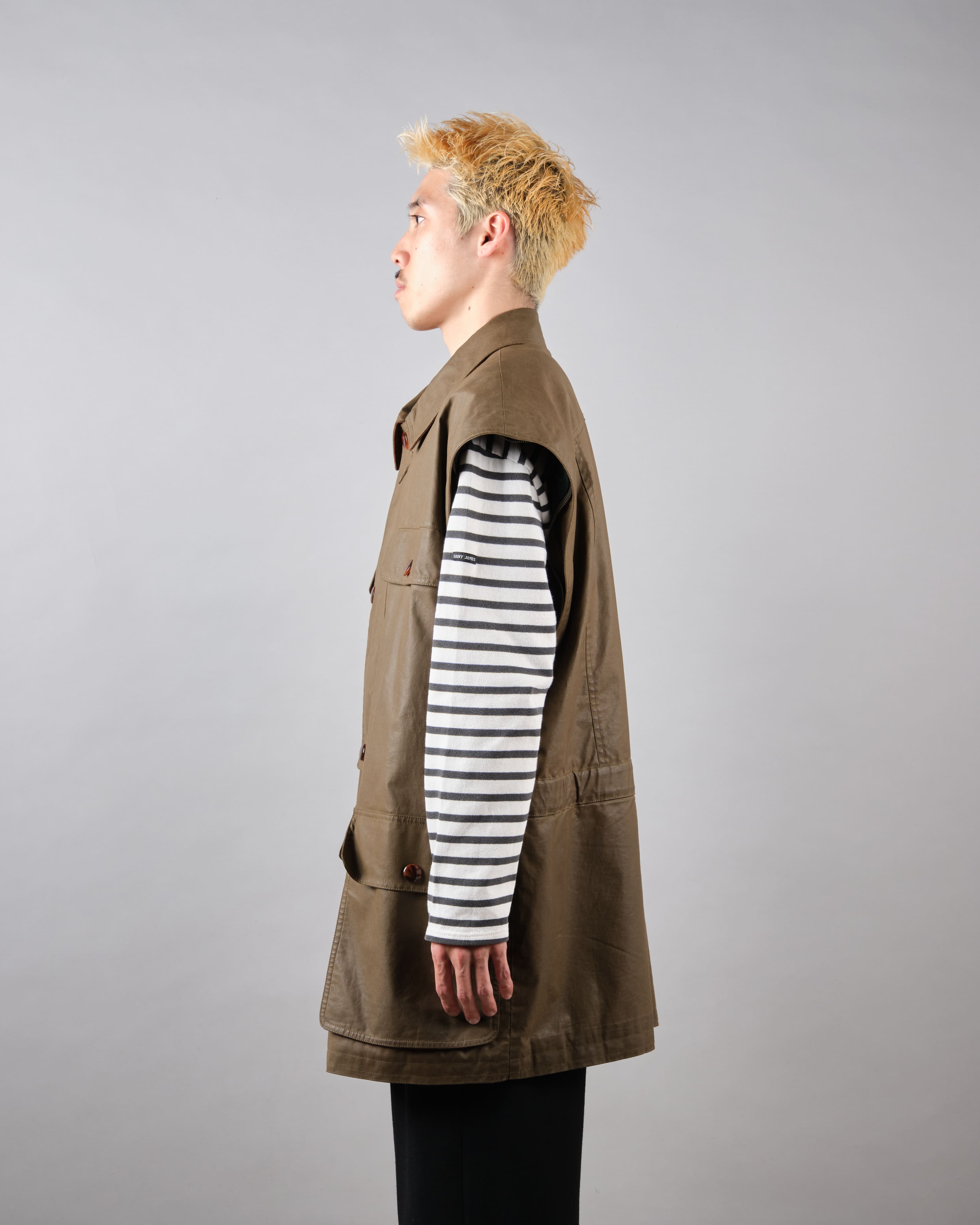 【~80’s】Old GUCCI Detachable Sleeve Cotton Polyester 4 Pockets Jacket With Chin Strap Size.50