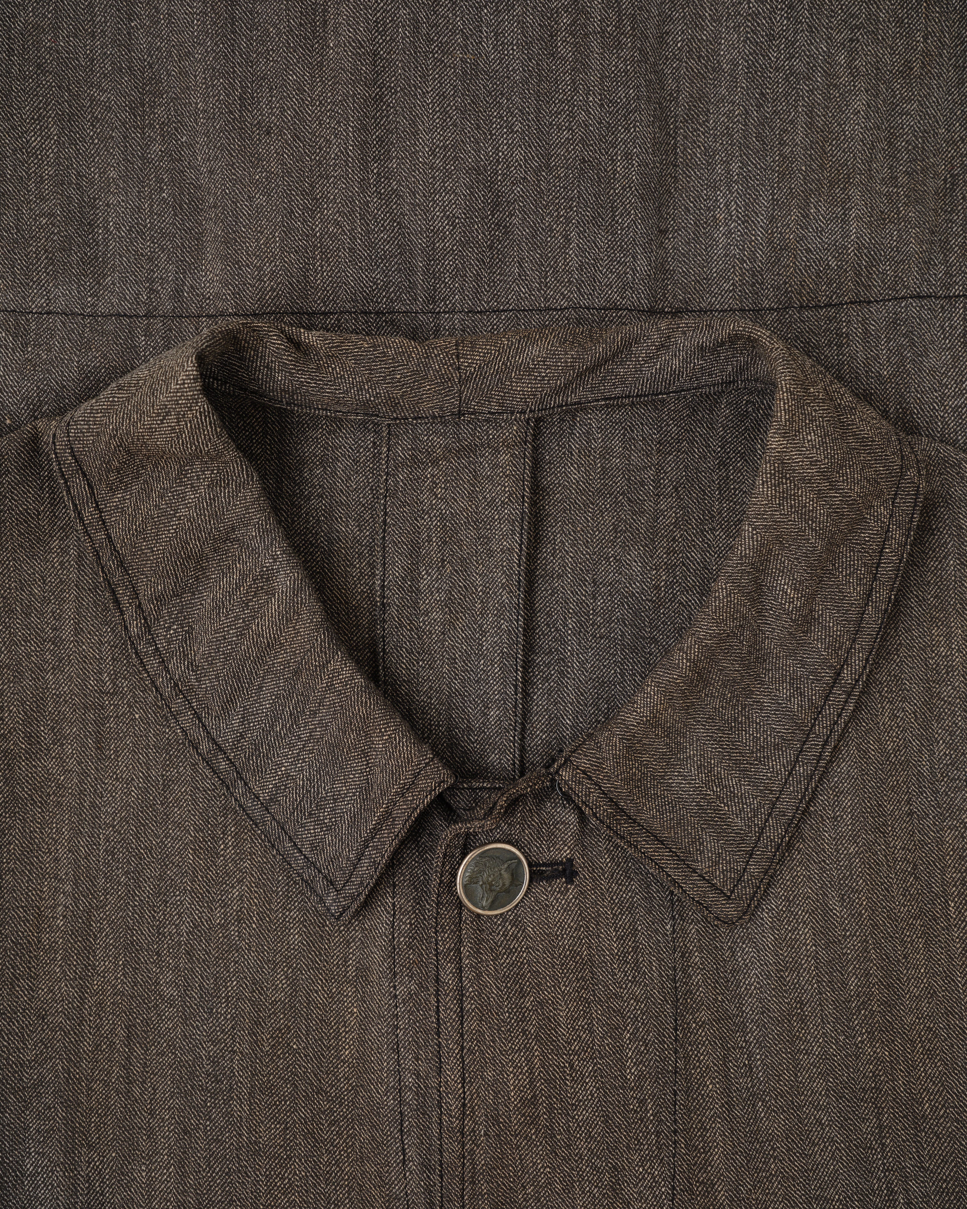 【~30’s】French Vintage Salt & Pepper HBT Cotton Hunting Jacket