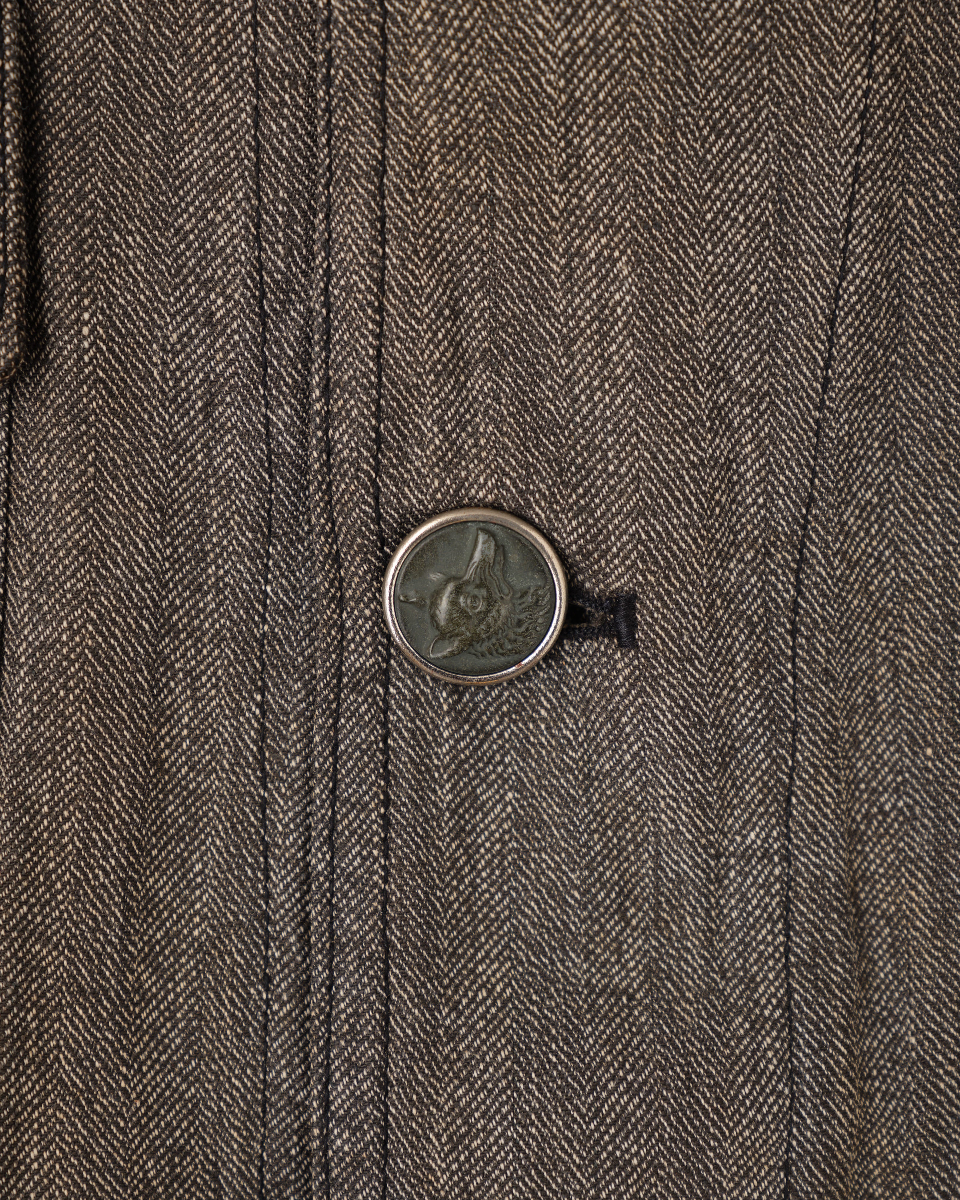 【~30’s】French Vintage Salt & Pepper HBT Cotton Hunting Jacket