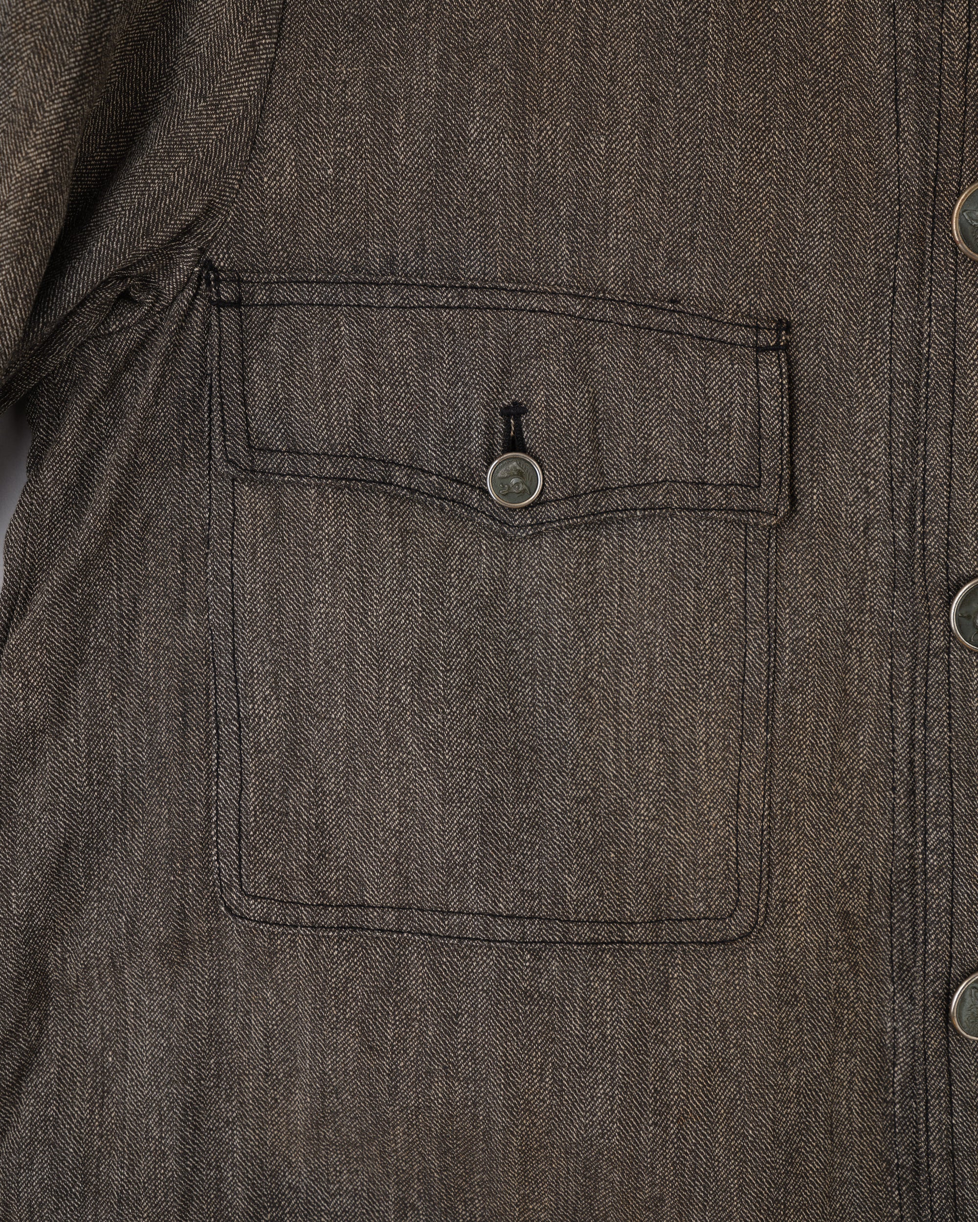 ［~30’s］French Vintage Salt & Pepper HBT Cotton Hunting Jacket