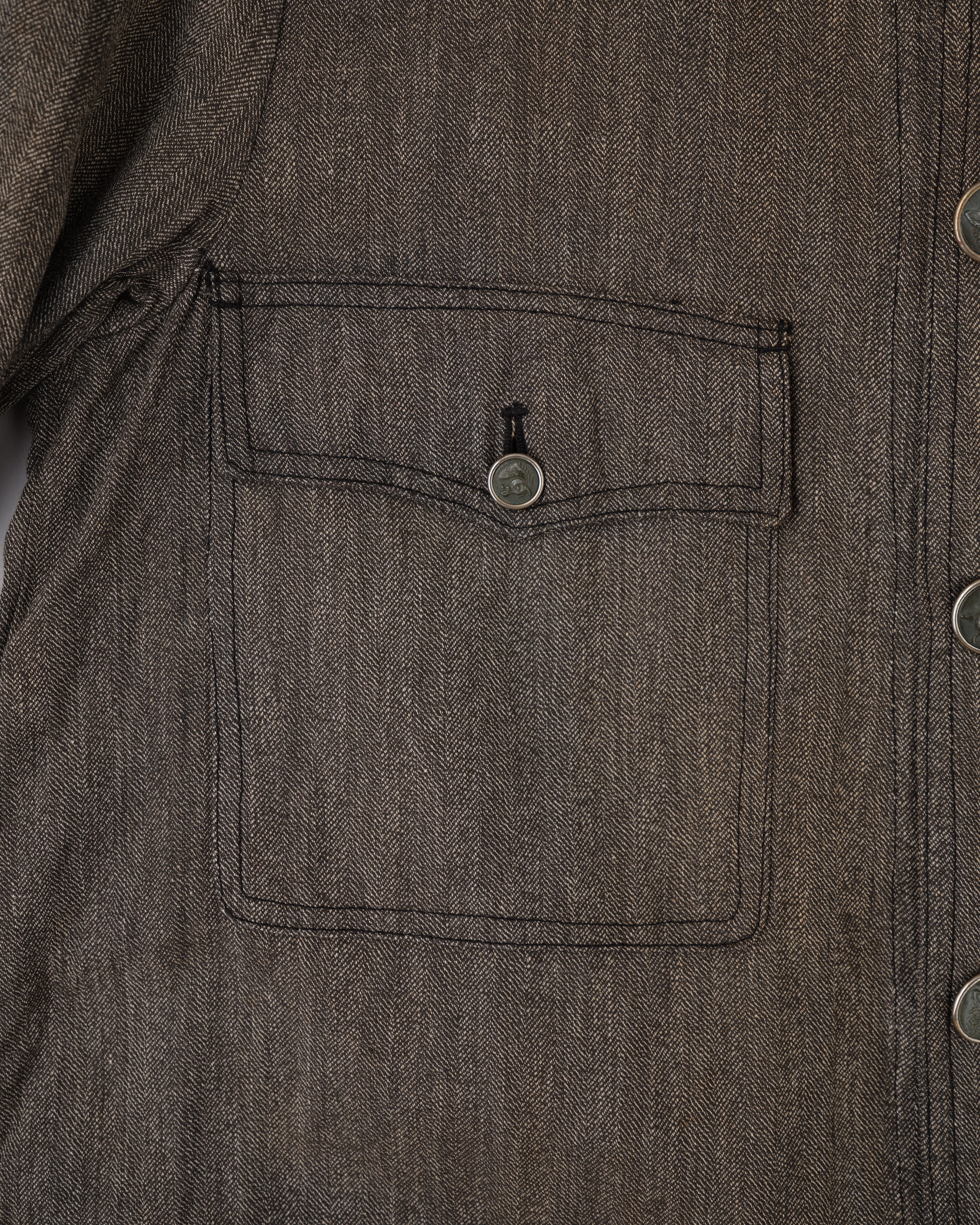 【~30’s】French Vintage Salt & Pepper HBT Cotton Hunting Jacket