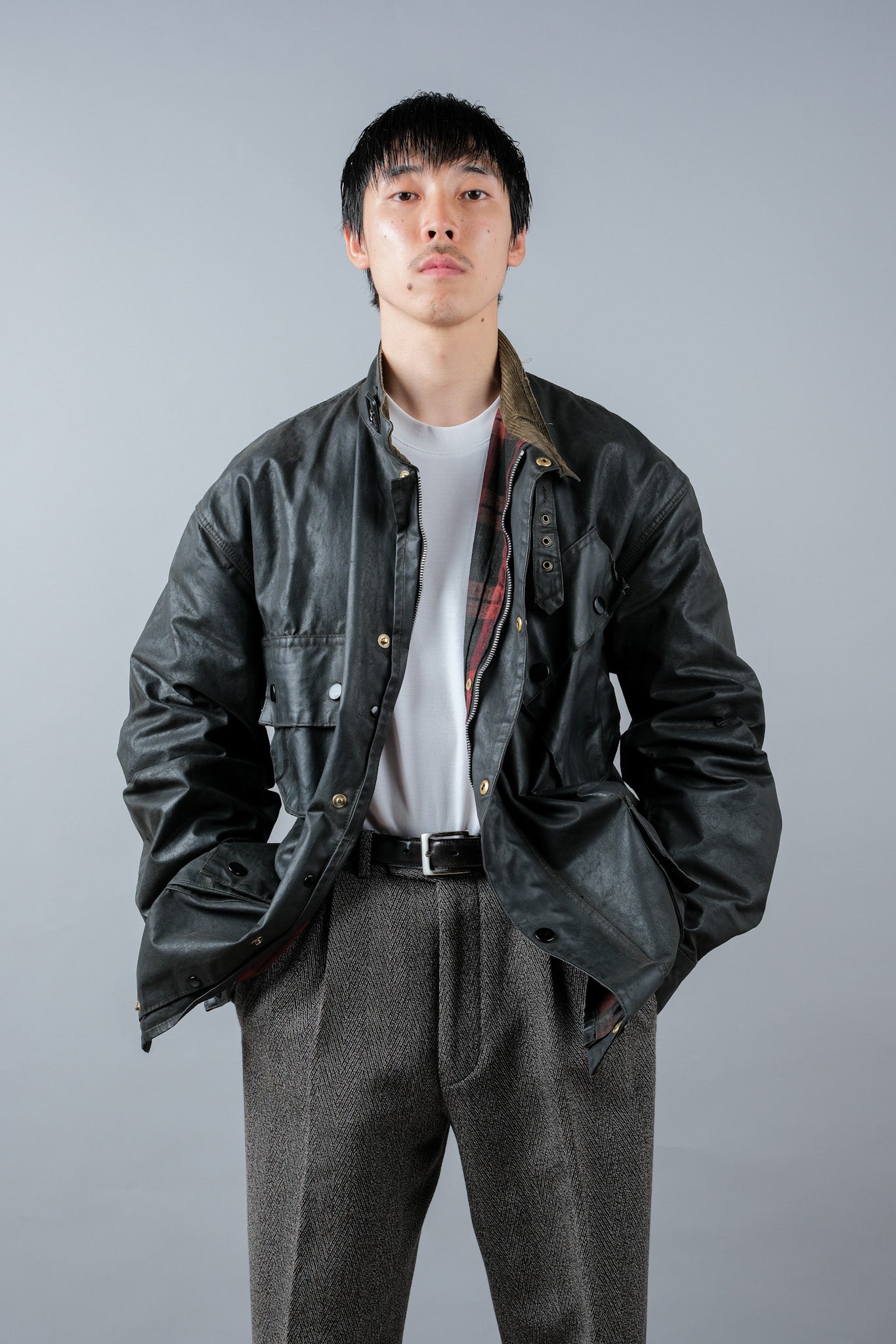 ［~70's］Vintage Barbour Waxed Cotton Jacket 1 Crest "International Suit" "Gold Label" "Unusual Lining"
