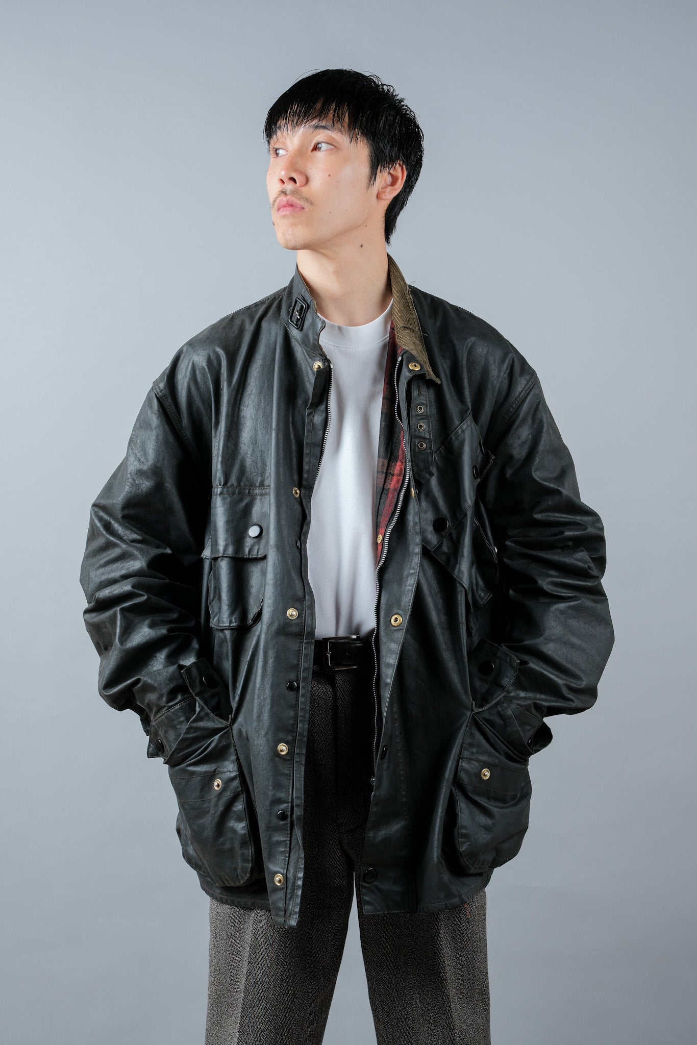 ［~70's］Vintage Barbour Waxed Cotton Jacket 1 Crest "International Suit" "Gold Label" "Unusual Lining"