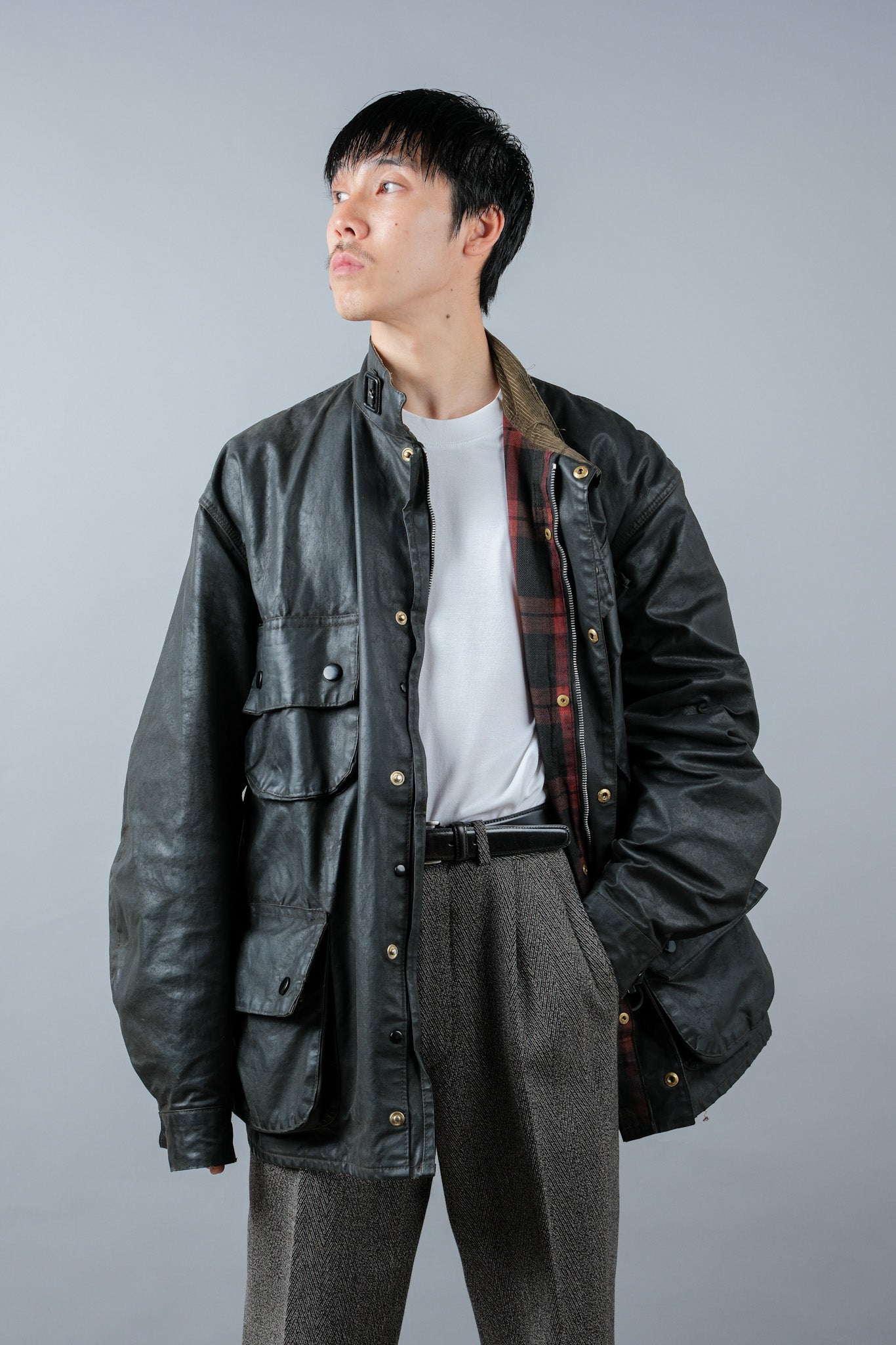 ［~70's］Vintage Barbour Waxed Cotton Jacket 1 Crest "International Suit" "Gold Label" "Unusual Lining"