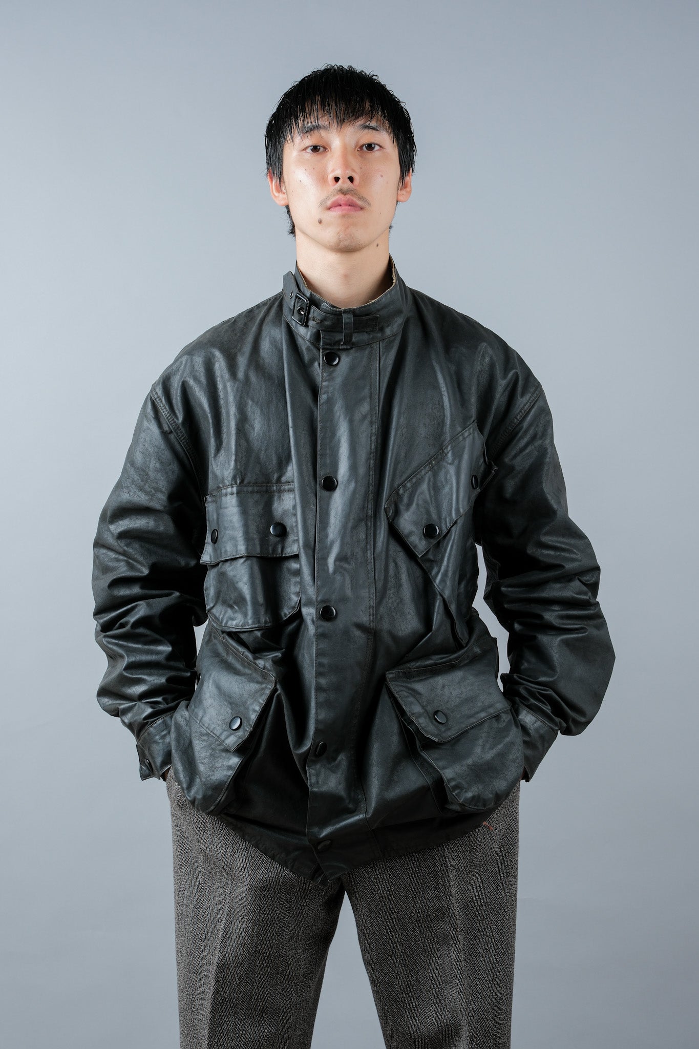 ［~70's］Vintage Barbour Waxed Cotton Jacket 1 Crest "International Suit" "Gold Label" "Unusual Lining"