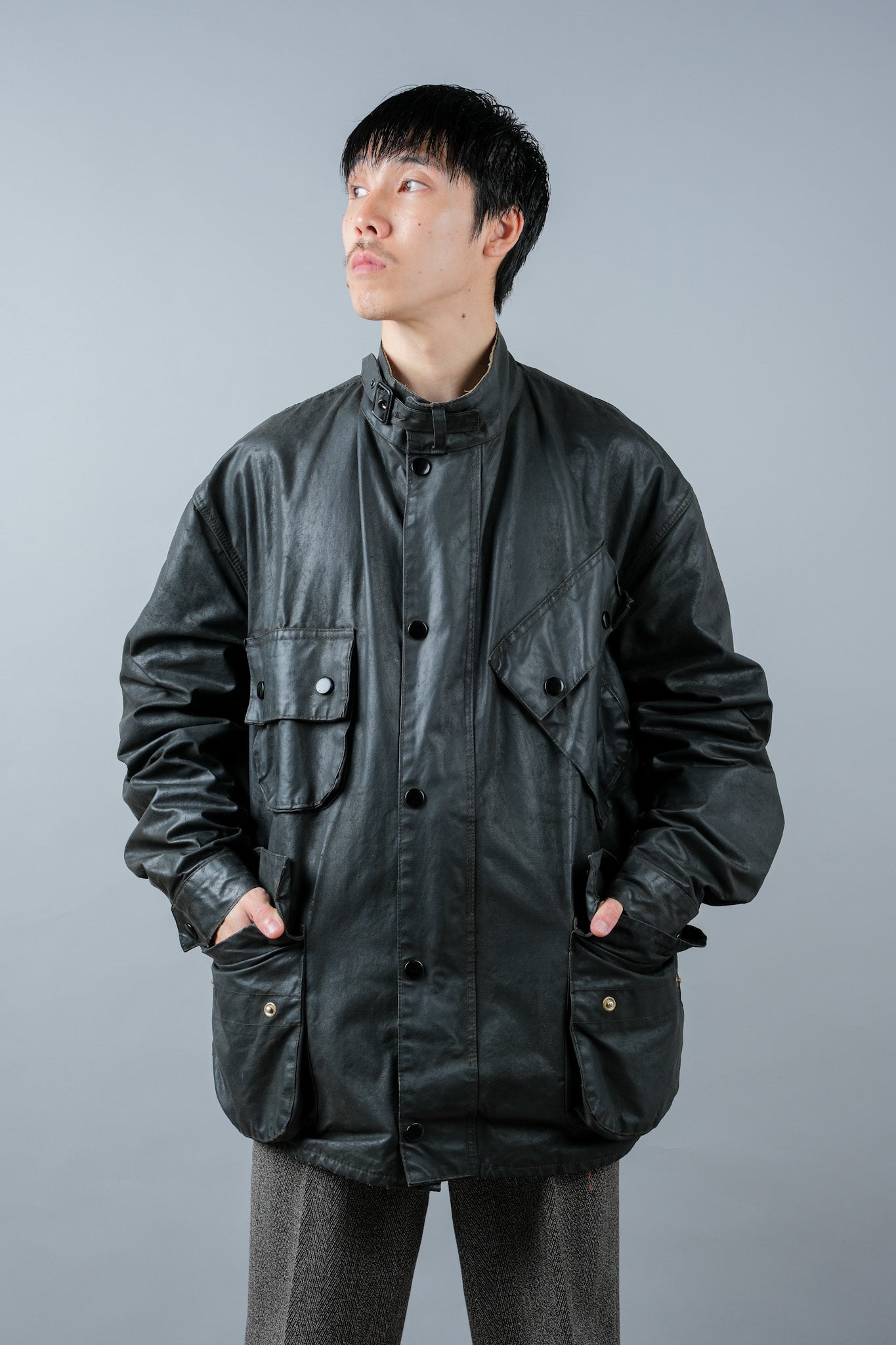 ［~70's］Vintage Barbour Waxed Cotton Jacket 1 Crest "International Suit" "Gold Label" "Unusual Lining"