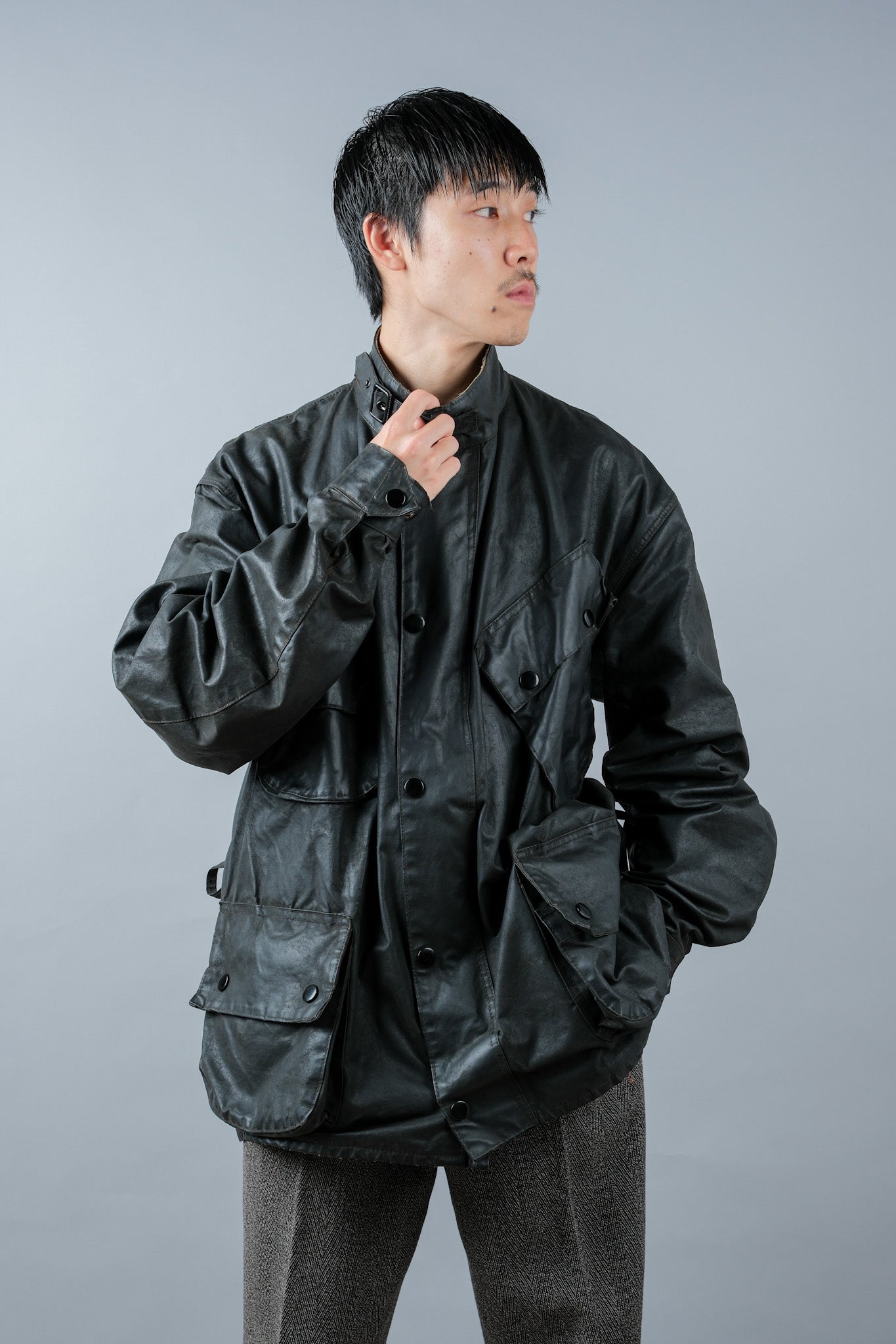 ［~70's］Vintage Barbour Waxed Cotton Jacket 1 Crest "International Suit" "Gold Label" "Unusual Lining"