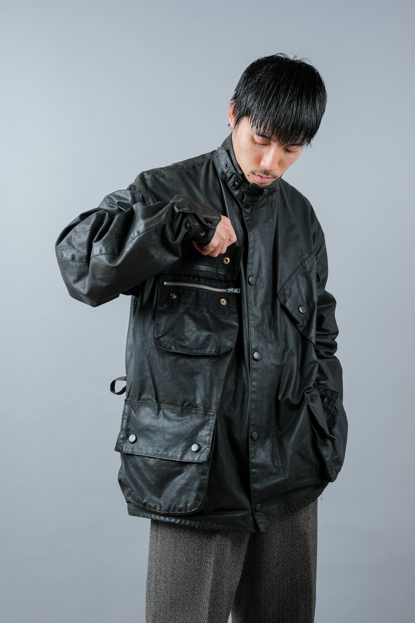 ［~70's］Vintage Barbour Waxed Cotton Jacket 1 Crest "International Suit" "Gold Label" "Unusual Lining"