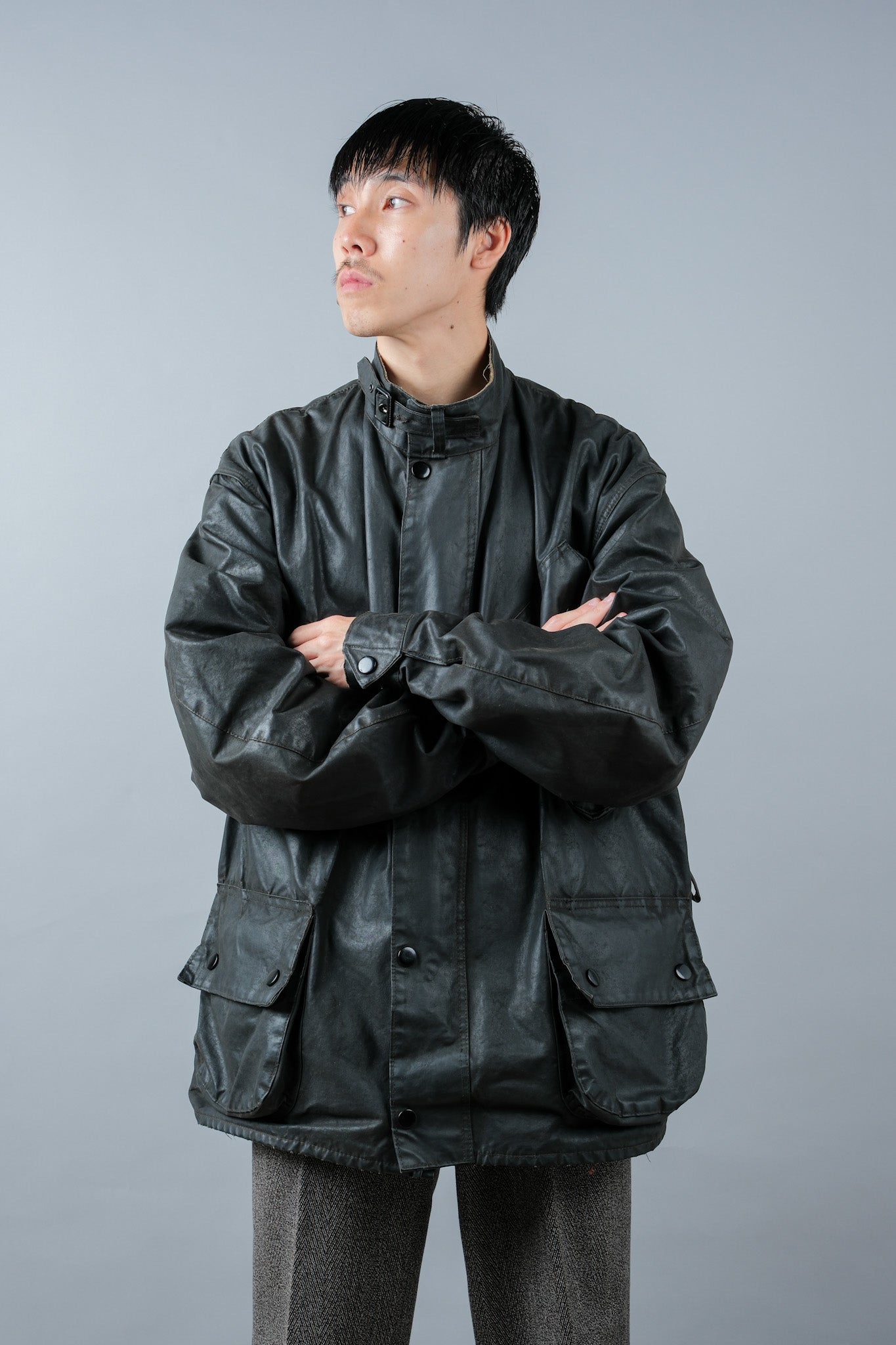 ［~70's］Vintage Barbour Waxed Cotton Jacket 1 Crest "International Suit" "Gold Label" "Unusual Lining"