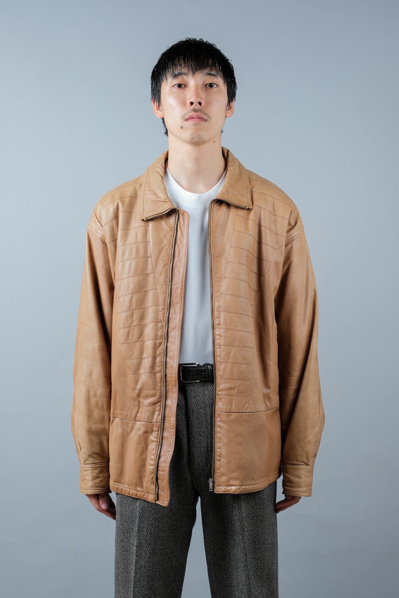［~80's］Old GIORGIO ARMANI Zip Up Leather Jacket Size.46