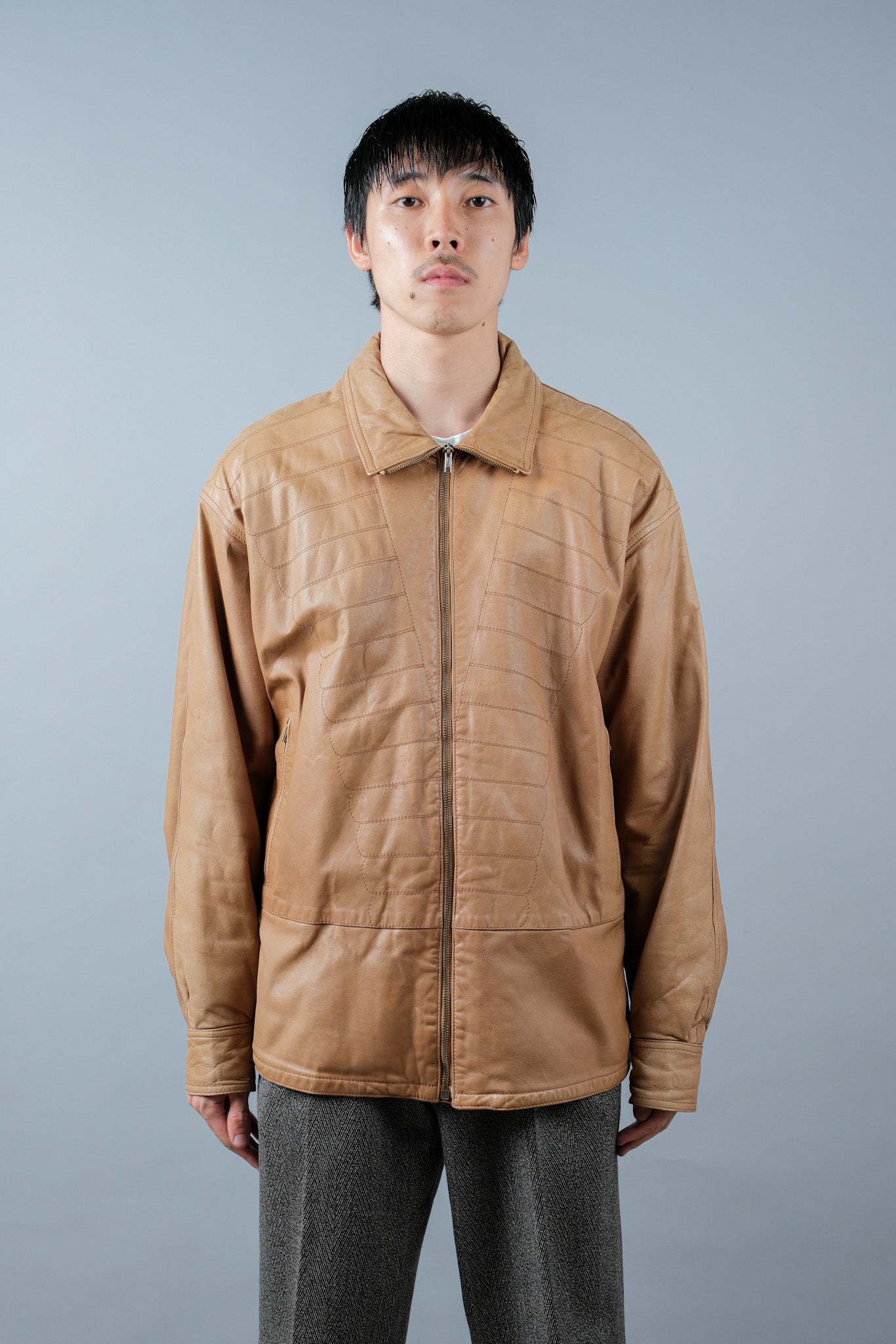 ［~80's］Old GIORGIO ARMANI Zip Up Leather Jacket Size.46