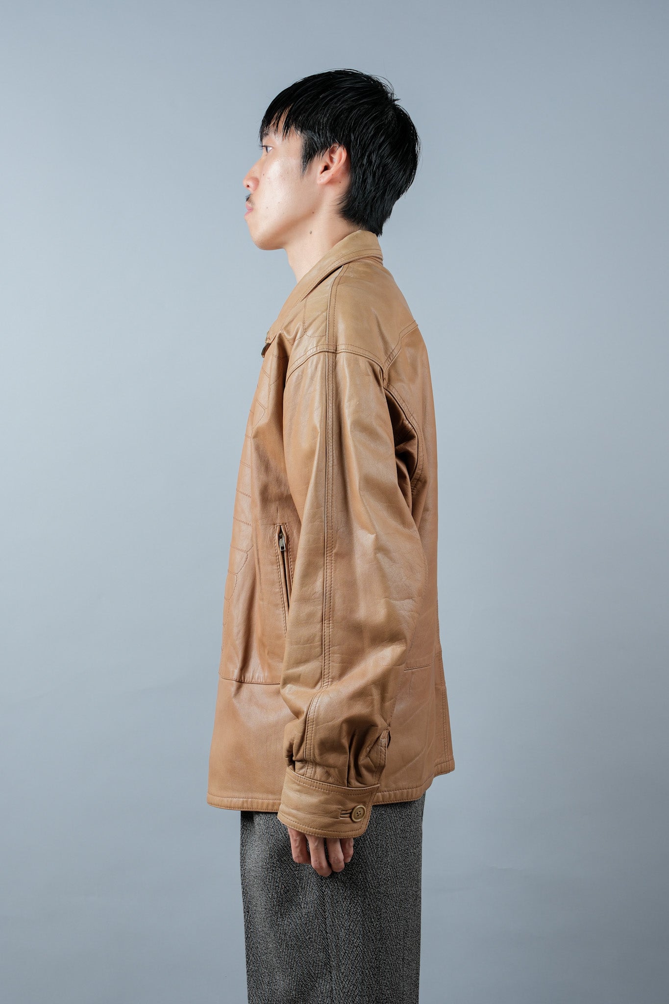 ［~80's］Old GIORGIO ARMANI Zip Up Leather Jacket Size.46