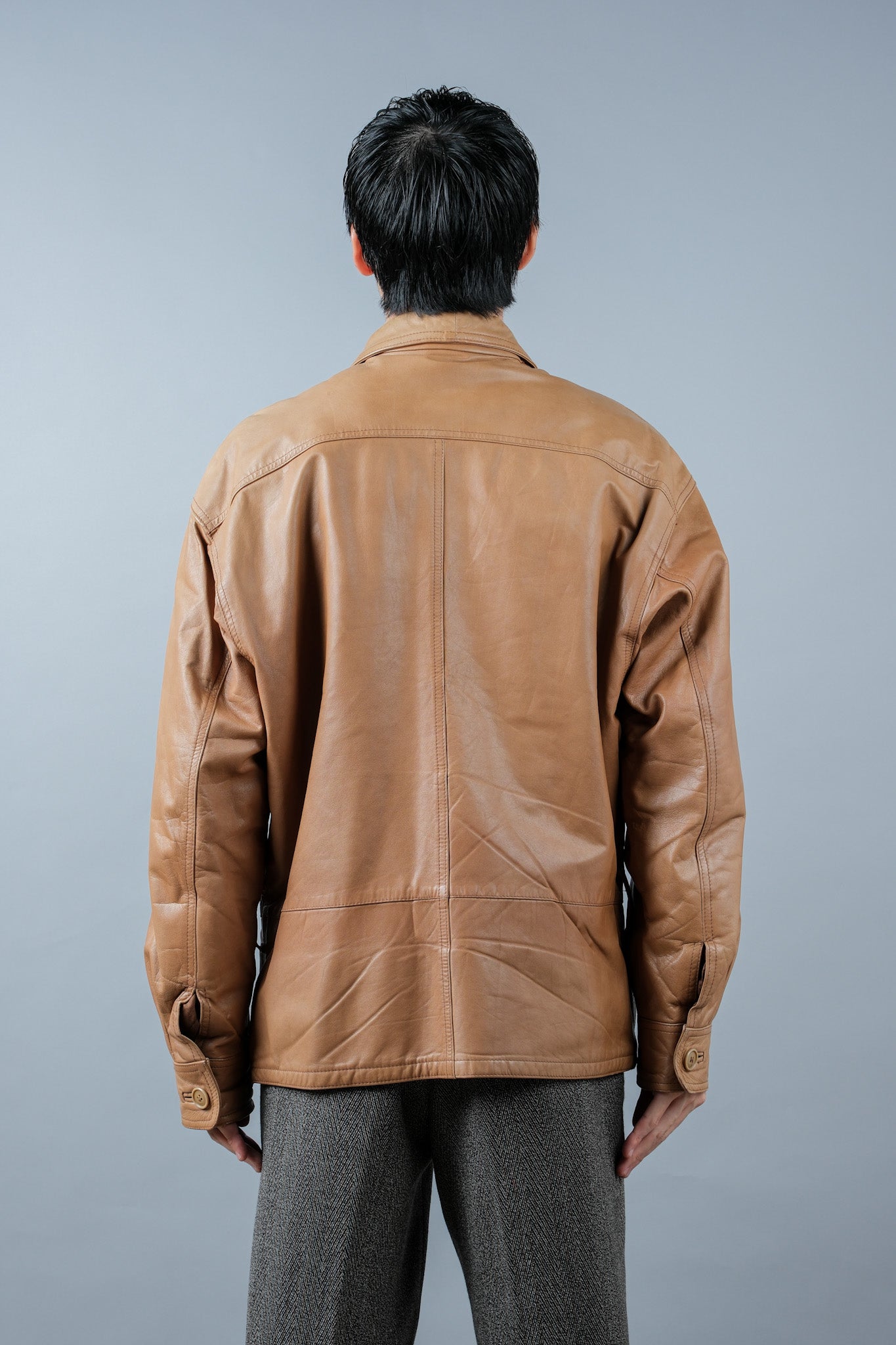 ［~80's］Old GIORGIO ARMANI Zip Up Leather Jacket Size.46