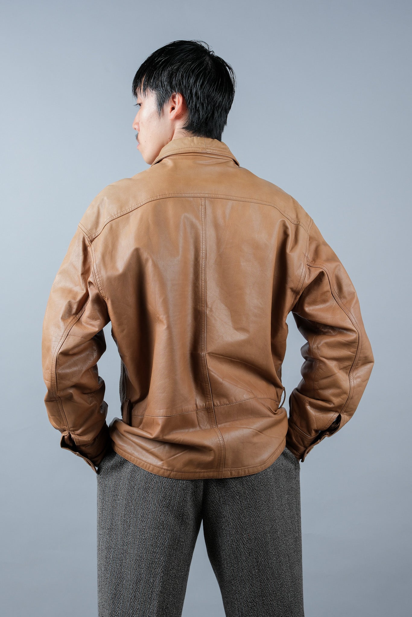 ［~80's］Old GIORGIO ARMANI Zip Up Leather Jacket Size.46