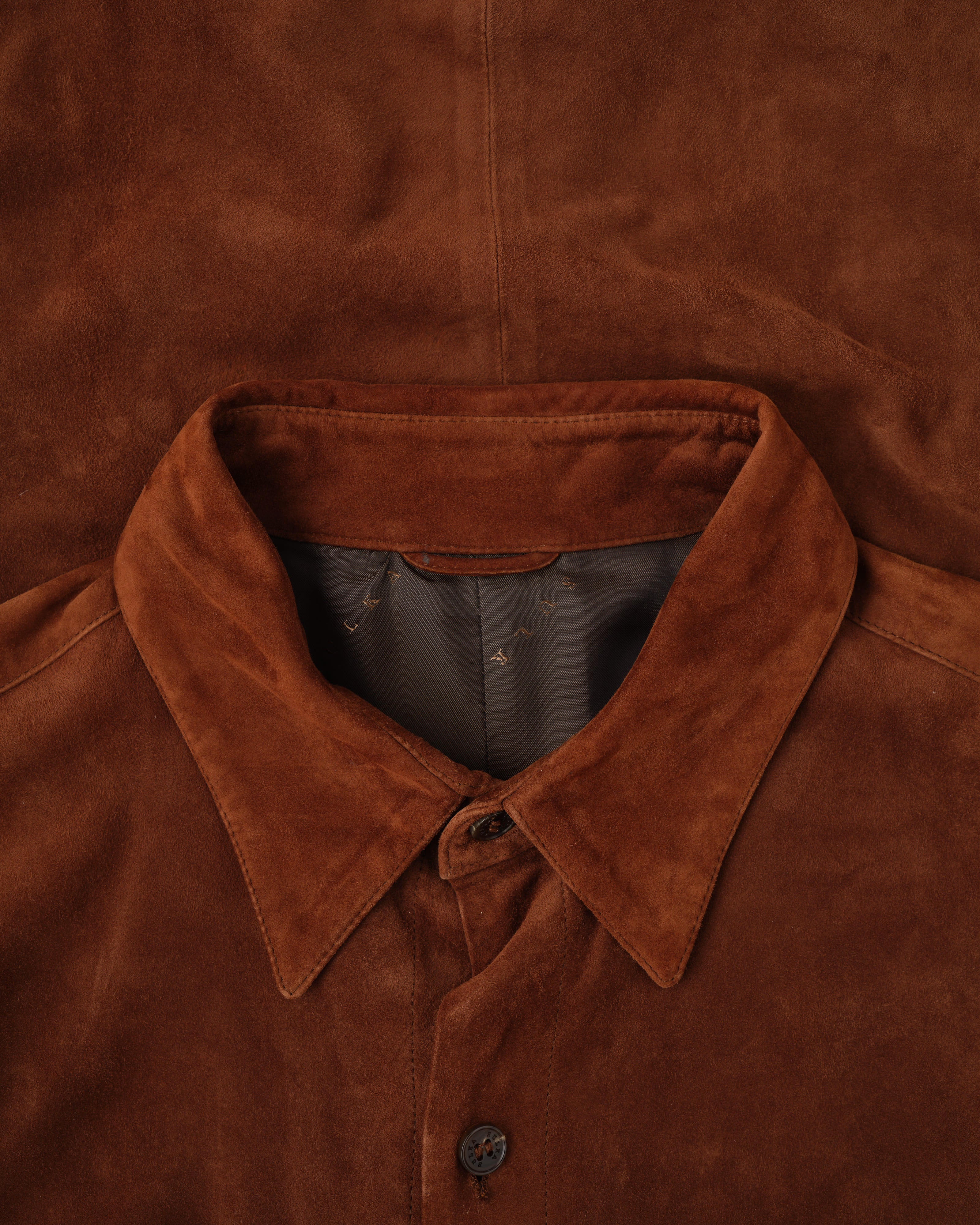 【~90’s】Old SULKA PARIS Brown Suede Leather Shirt Jacket Size.42