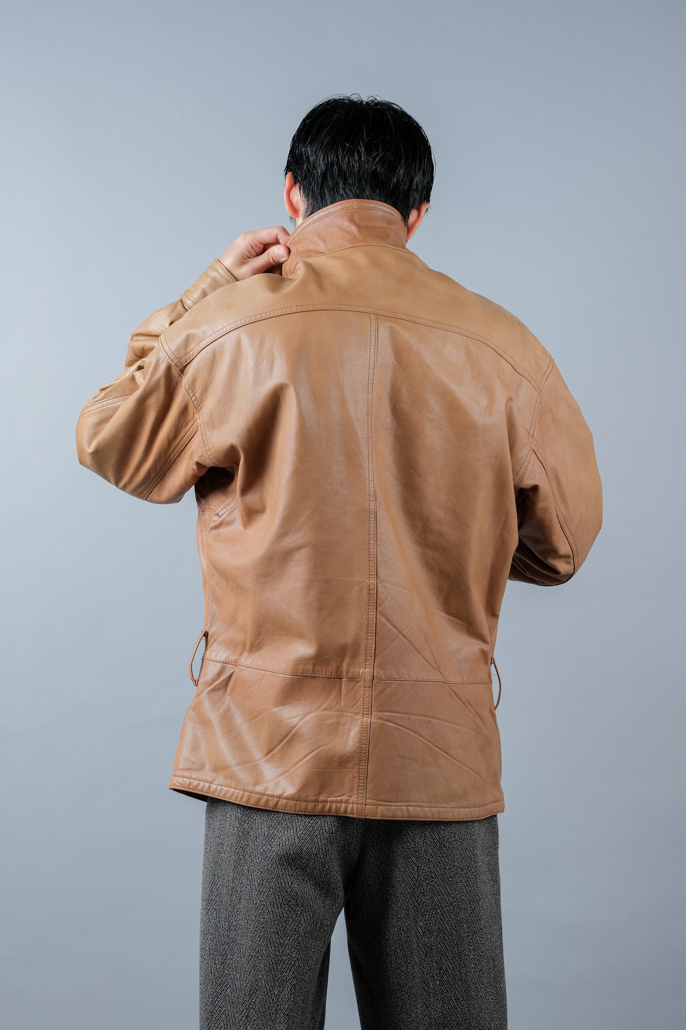 ［~80's］Old GIORGIO ARMANI Zip Up Leather Jacket Size.46