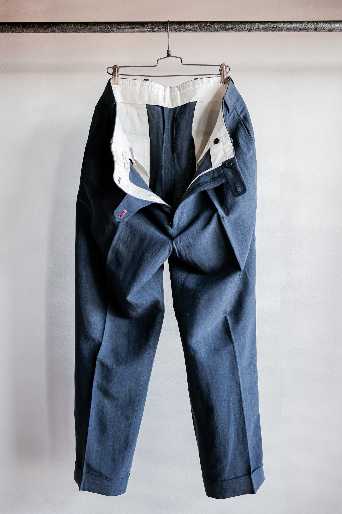 ［~00's］Old ARNYS PARIS In Tuck Turn Up Linen Silk Trousers Size.44