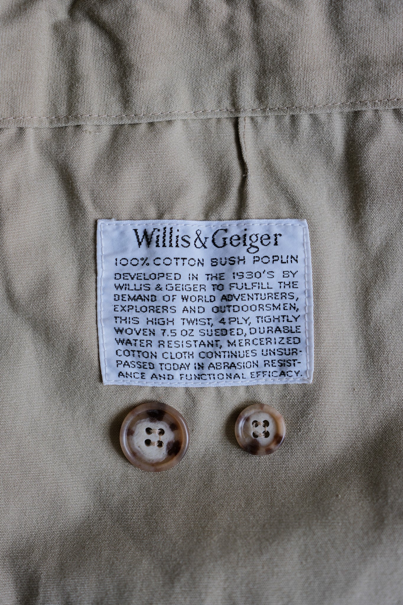 【~80's】Vintage Willis&Geiger Bush Poplin Hemingway Jacket Size.42 "Made in U.S.A."