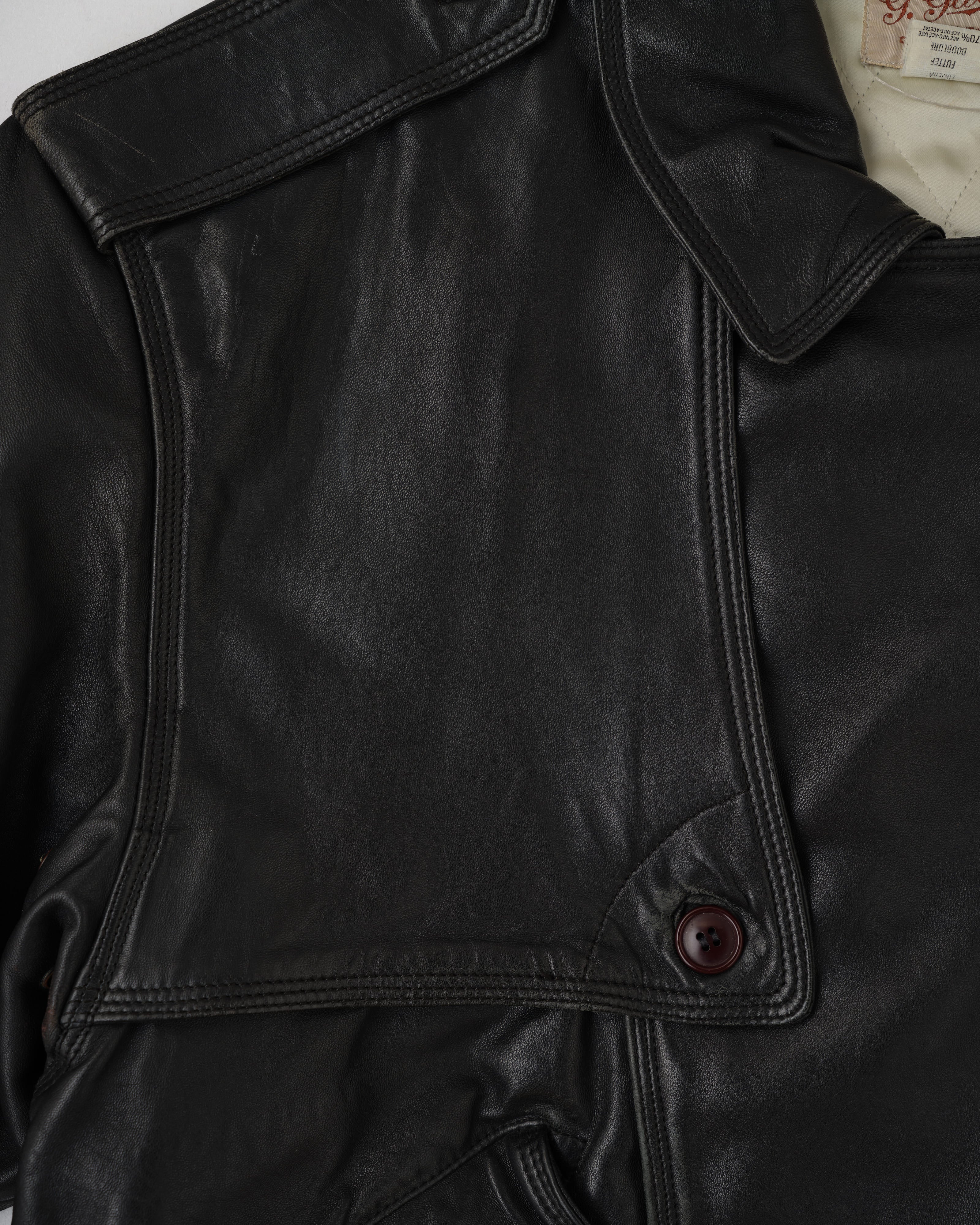 [~ 70's] Vieux Blouson en cuir noir GUCCI Taille.50