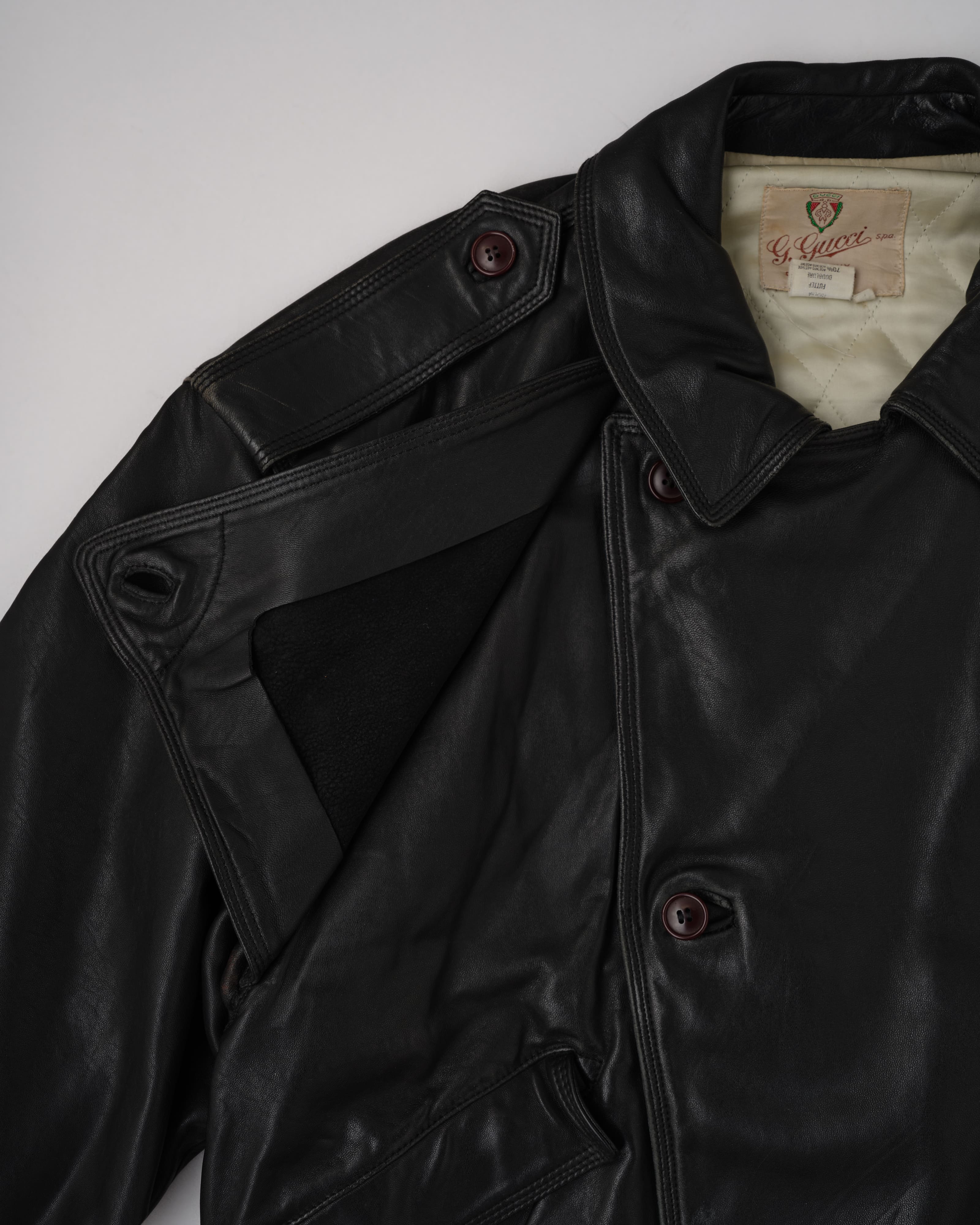 [~ 70's] Vieux Blouson en cuir noir GUCCI Taille.50