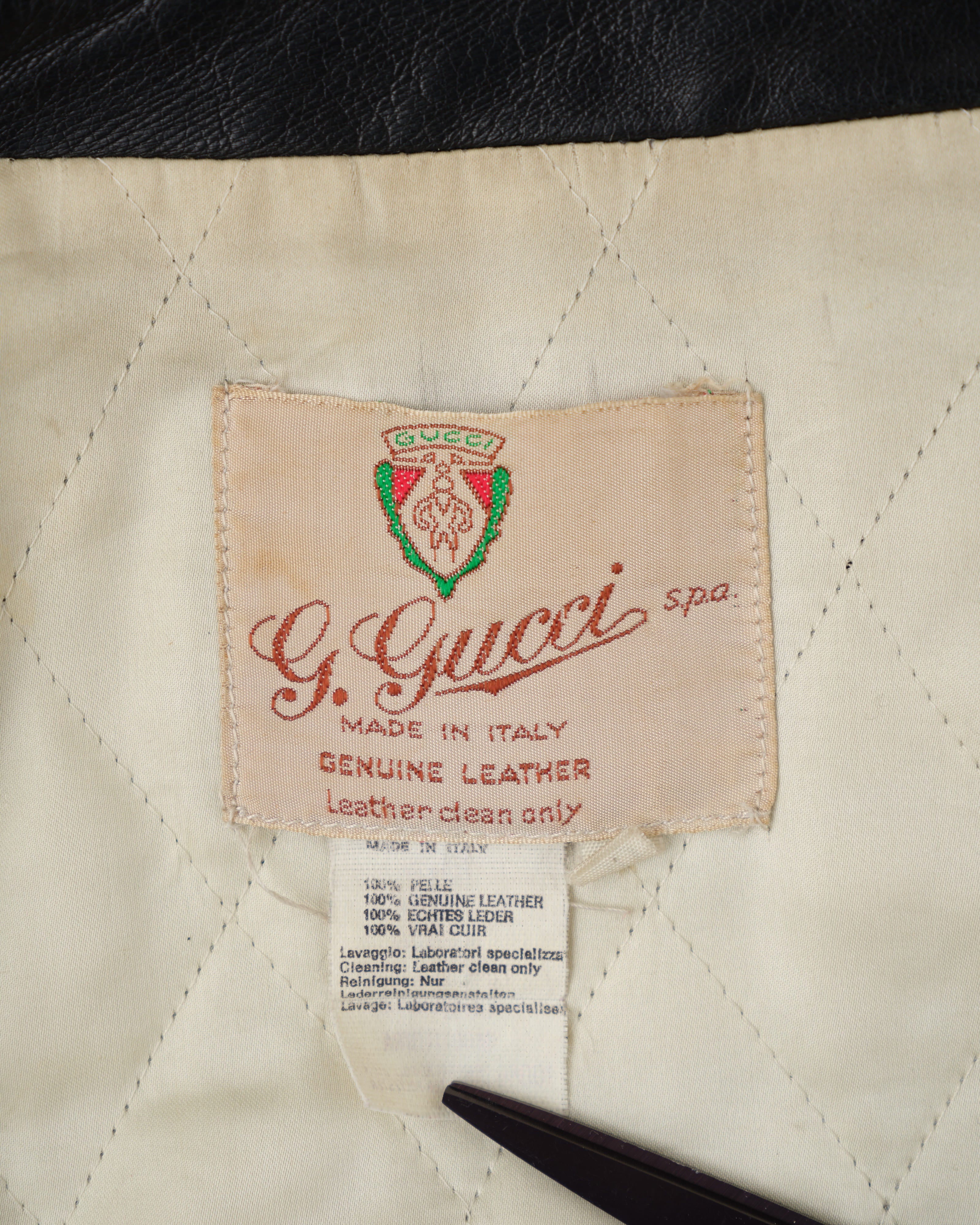 [~ 70's] Vieux Blouson en cuir noir GUCCI Taille.50