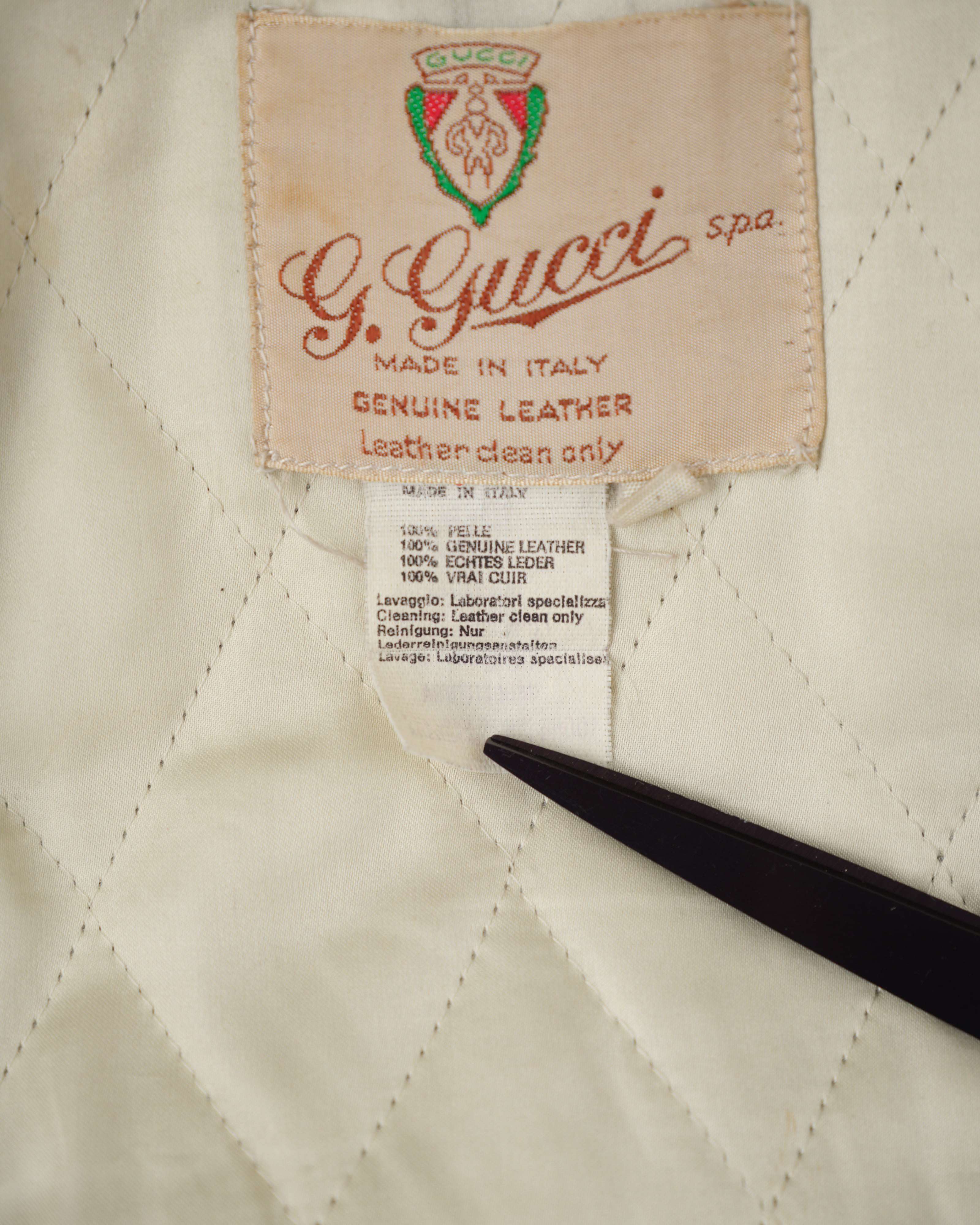 [~ 70's] Vieux Blouson en cuir noir GUCCI Taille.50