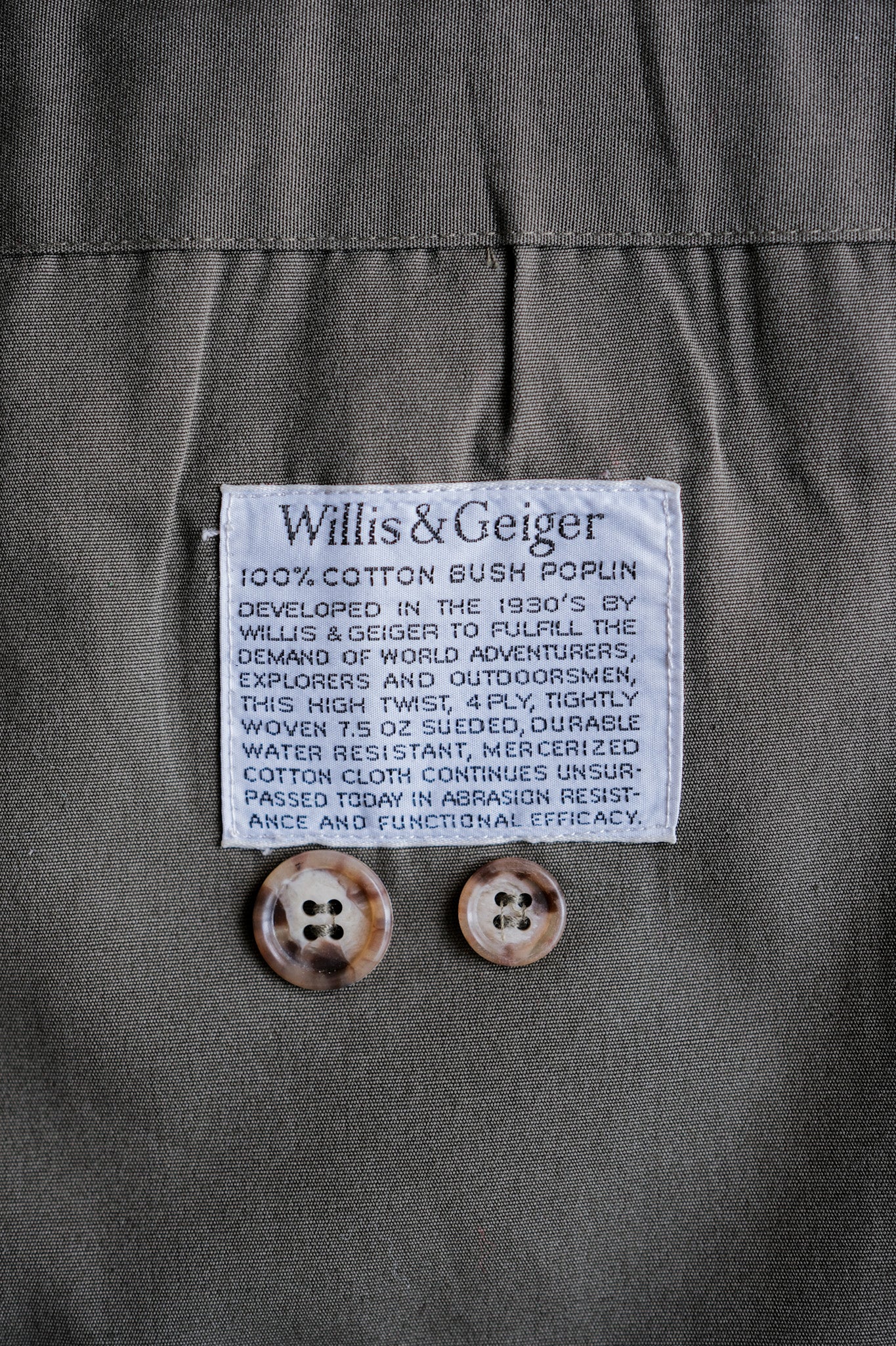 【~90's】Vintage Willis&Geiger Bush Poplin Selous Jacket Size.M "Made in U.S.A."