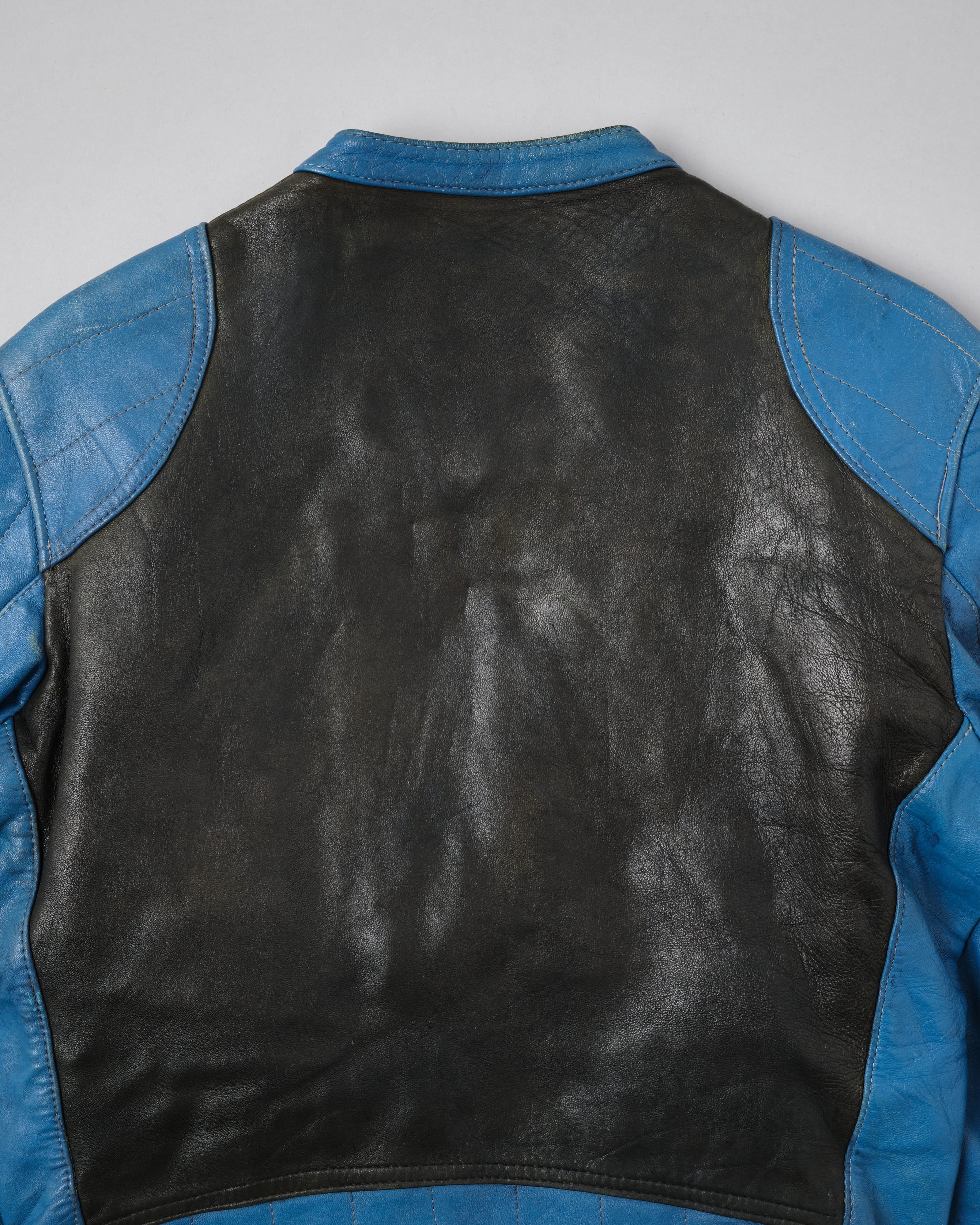 60's］French Vintage Switching Color Leather Riders Jacket Size.48