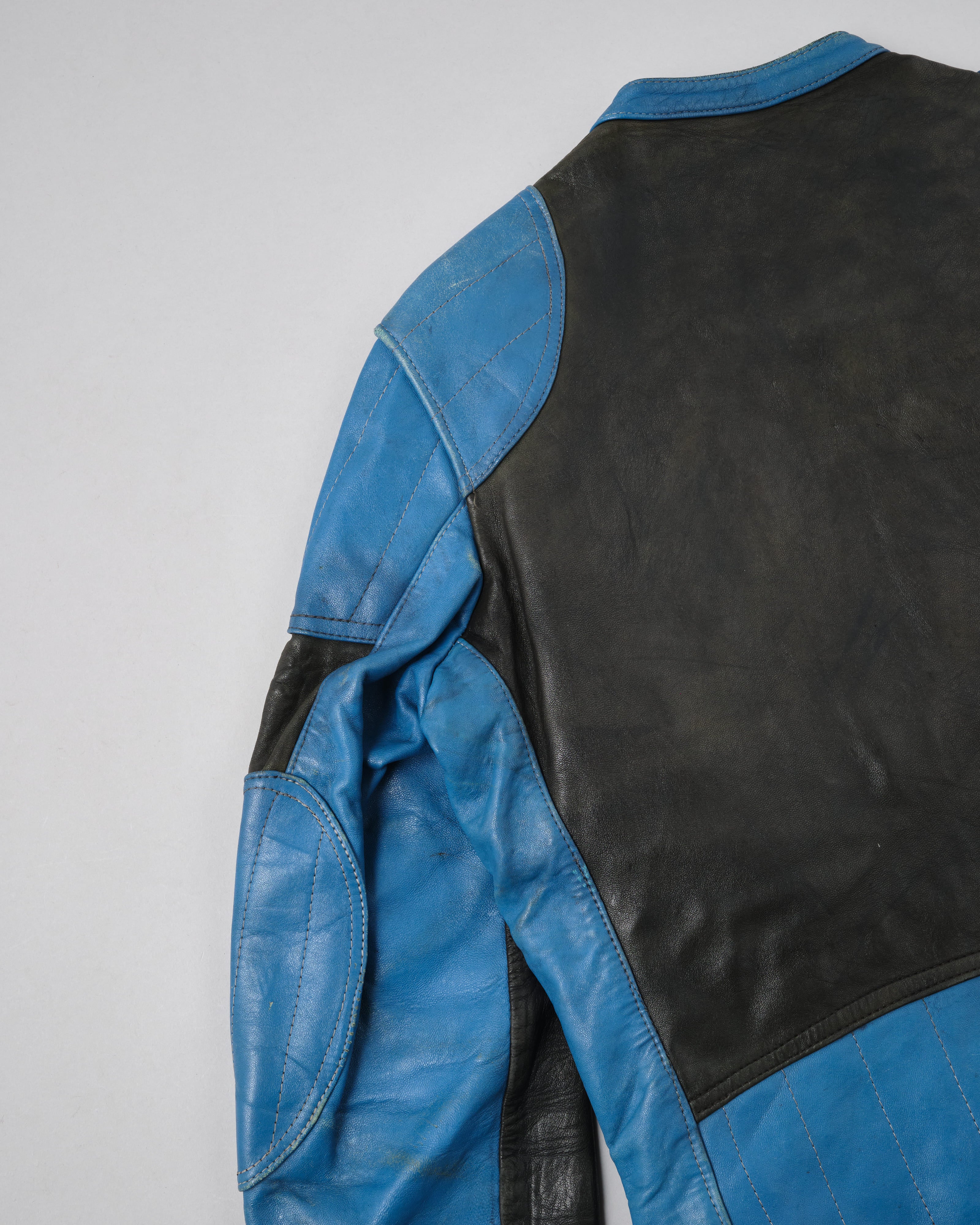 60's］French Vintage Switching Color Leather Riders Jacket Size.48