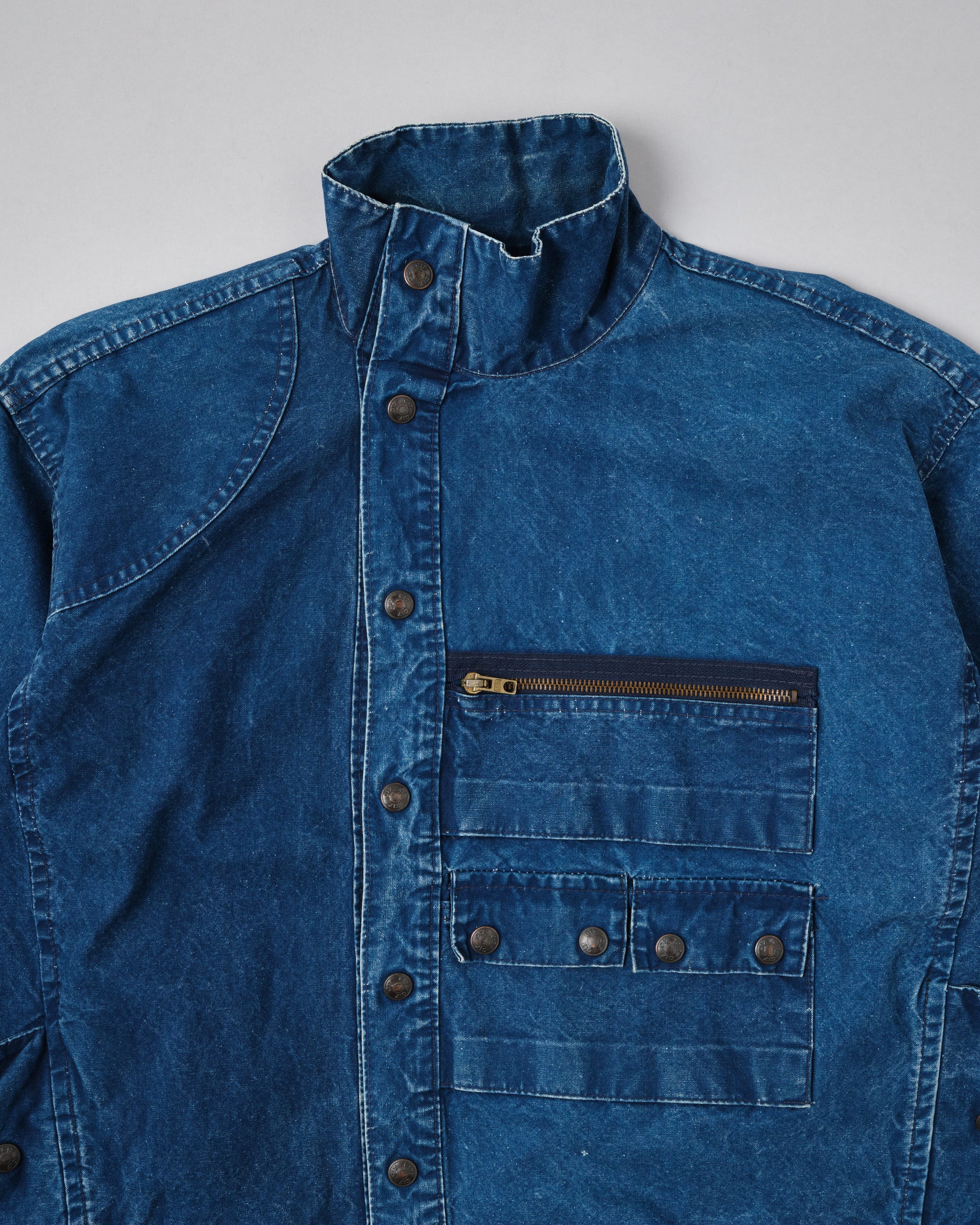 ［~70’s］French Vintage Deformed Design Indigo Blue Cotton Jacket