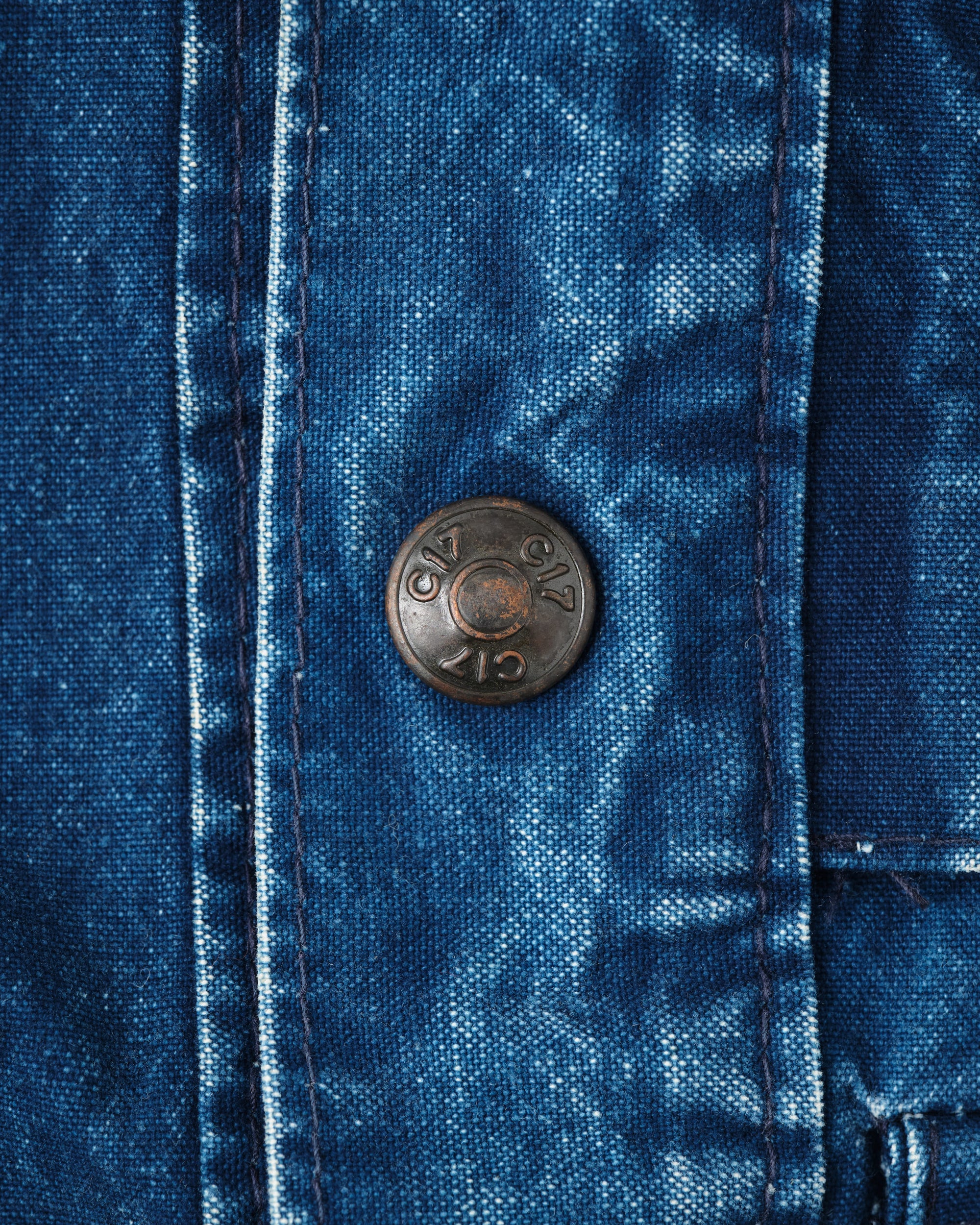 ［~70’s］French Vintage Deformed Design Indigo Blue Cotton Jacket