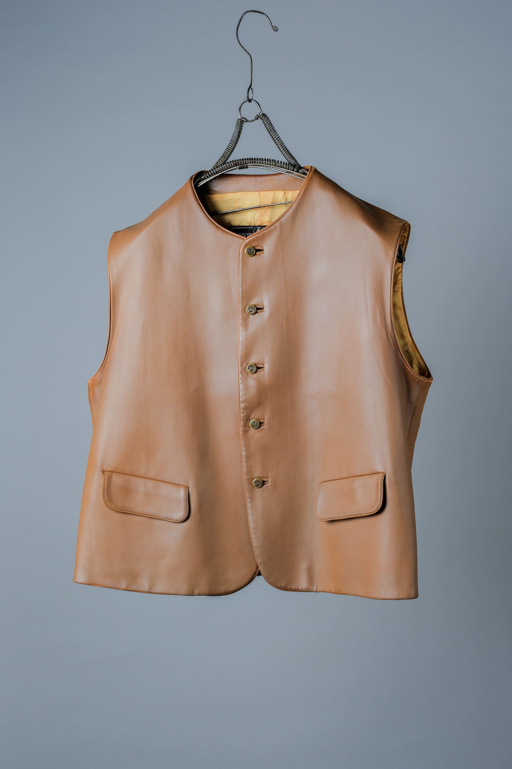 ［~00's］Old ARNYS PARIS Lambskin Leather Gilet Size.54 "Bordé"