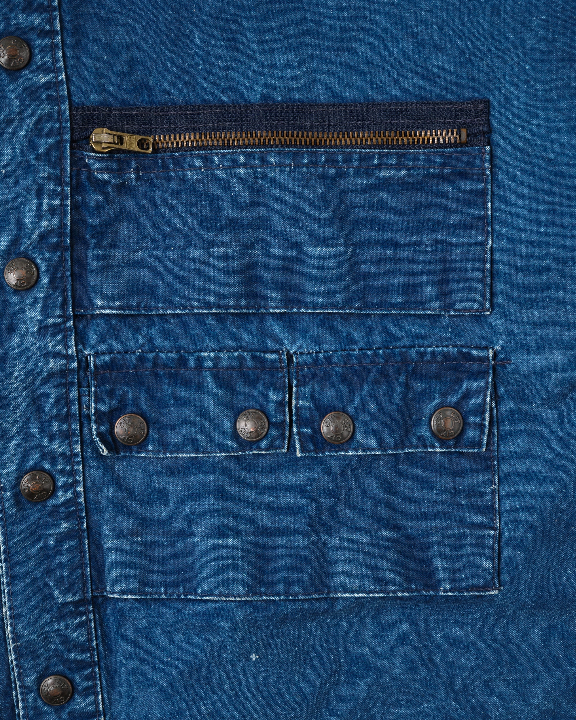 ［~70’s］French Vintage Deformed Design Indigo Blue Cotton Jacket