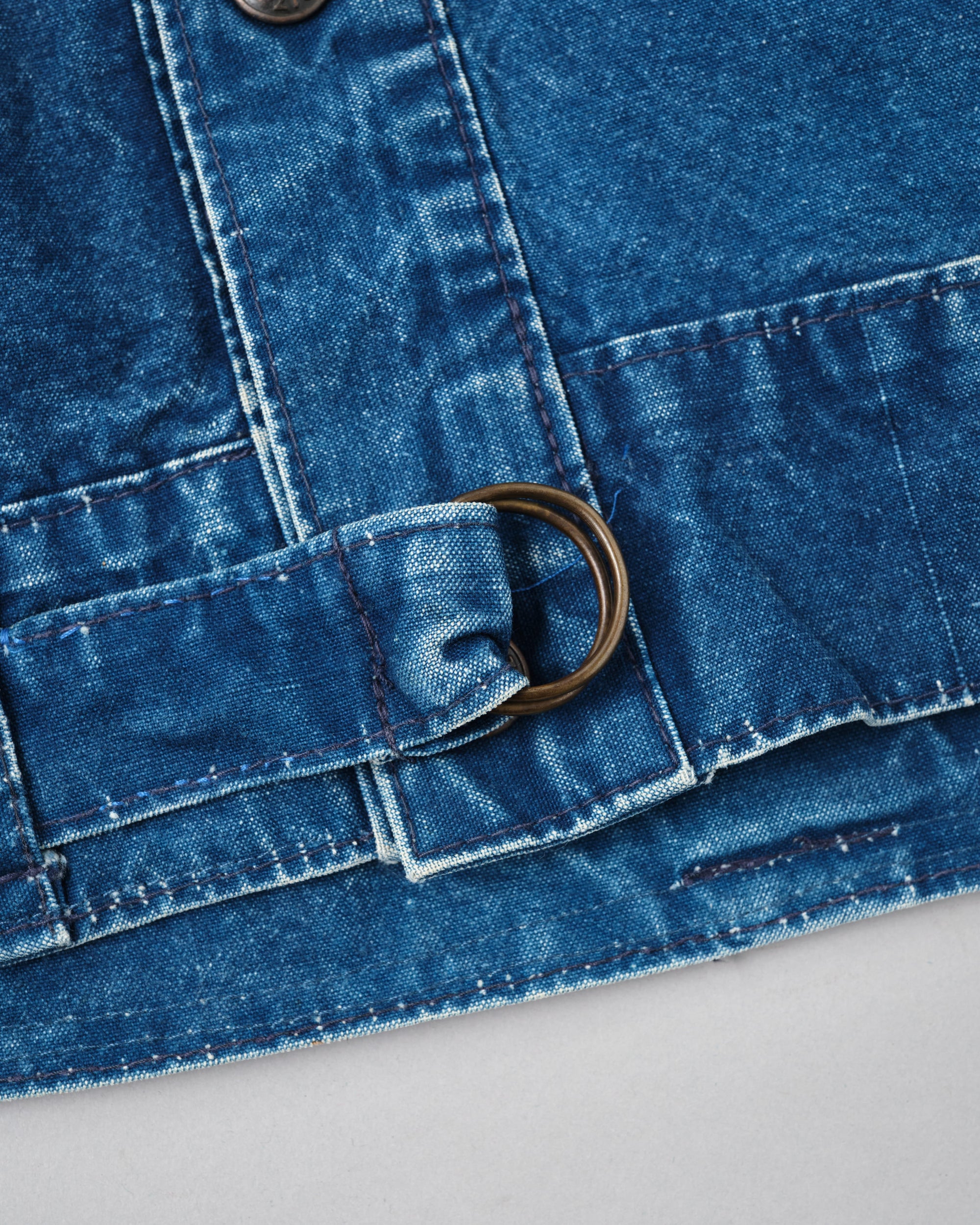［~70’s］French Vintage Deformed Design Indigo Blue Cotton Jacket