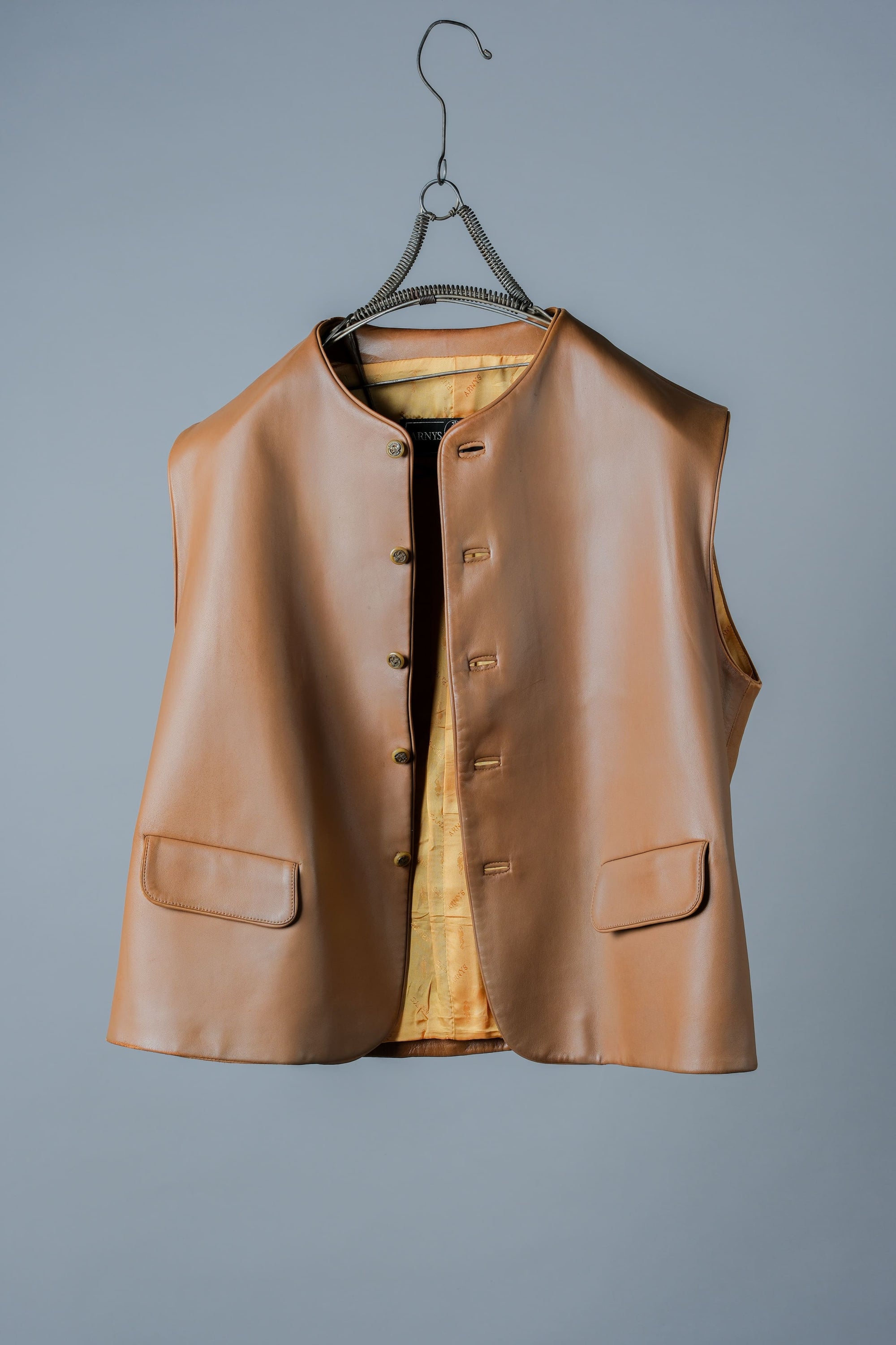 ［~00's］Old ARNYS PARIS Lambskin Leather Gilet Size.54 "Bordé"