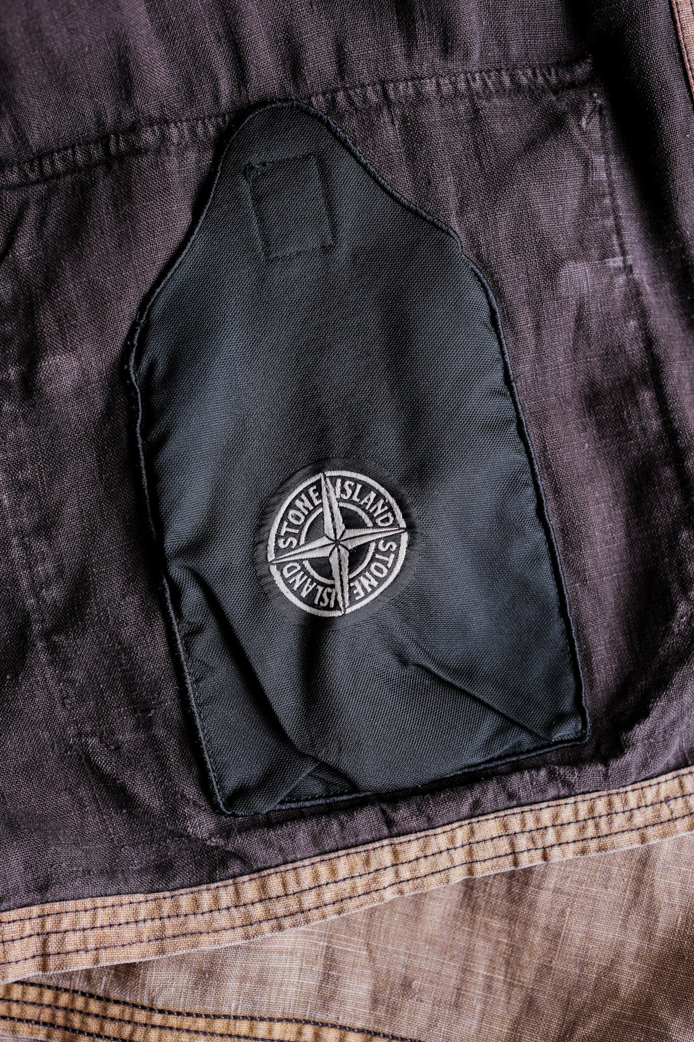 ［97SS］Old STONE ISLAND Garment Dyed Lino Flax Cotton Jacket Size.L "Green Edge"