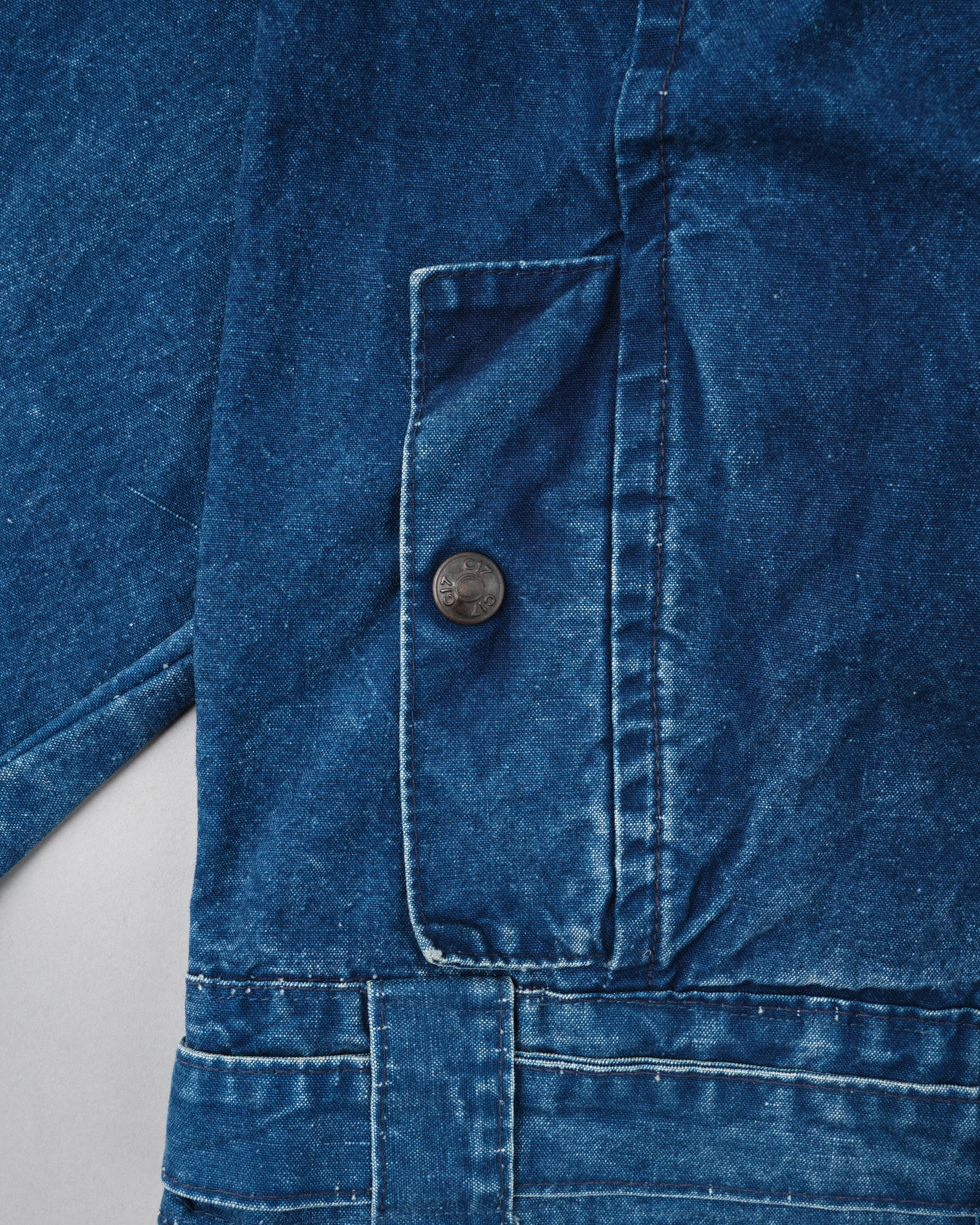 ［~70’s］French Vintage Deformed Design Indigo Blue Cotton Jacket