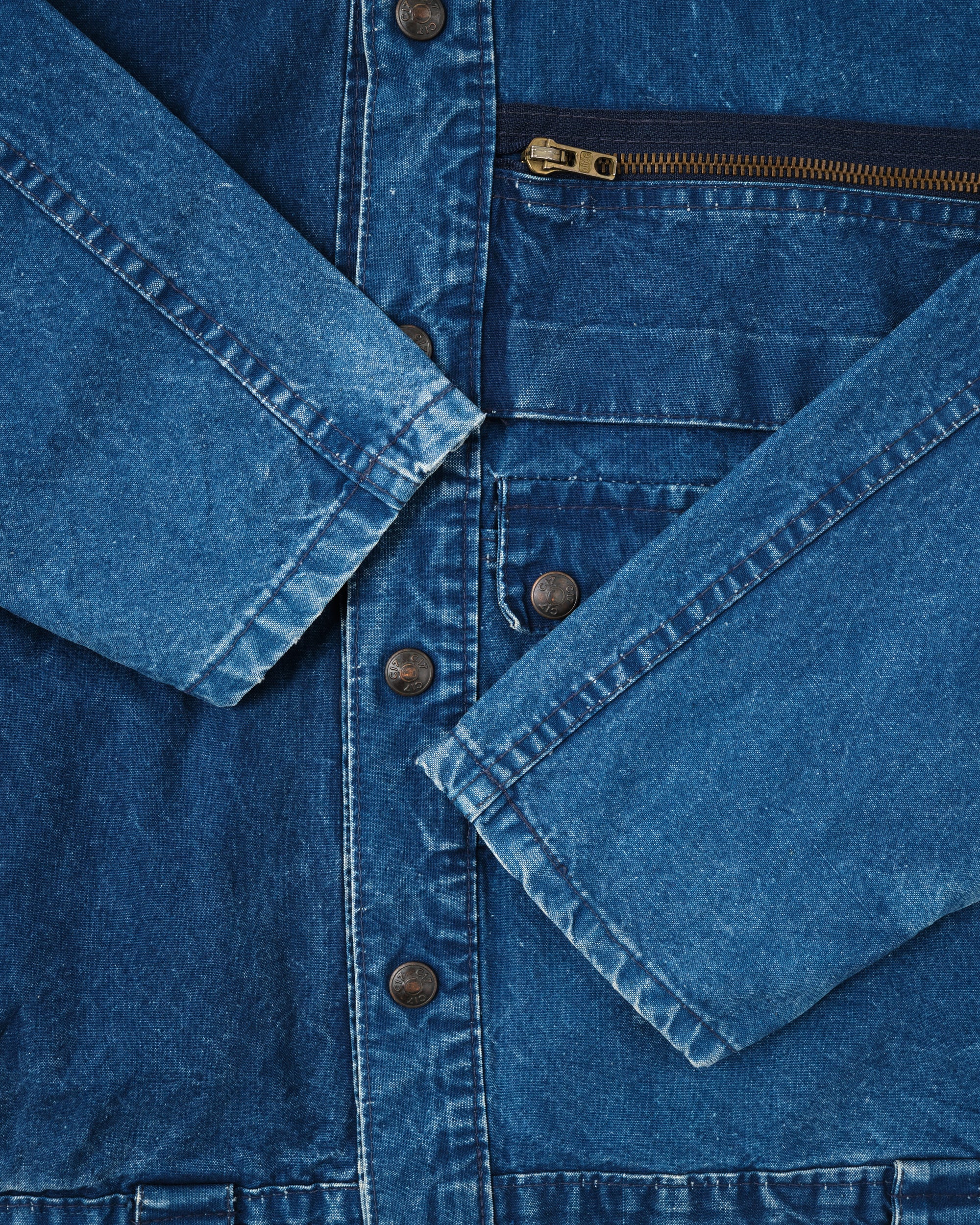 ［~70’s］French Vintage Deformed Design Indigo Blue Cotton Jacket