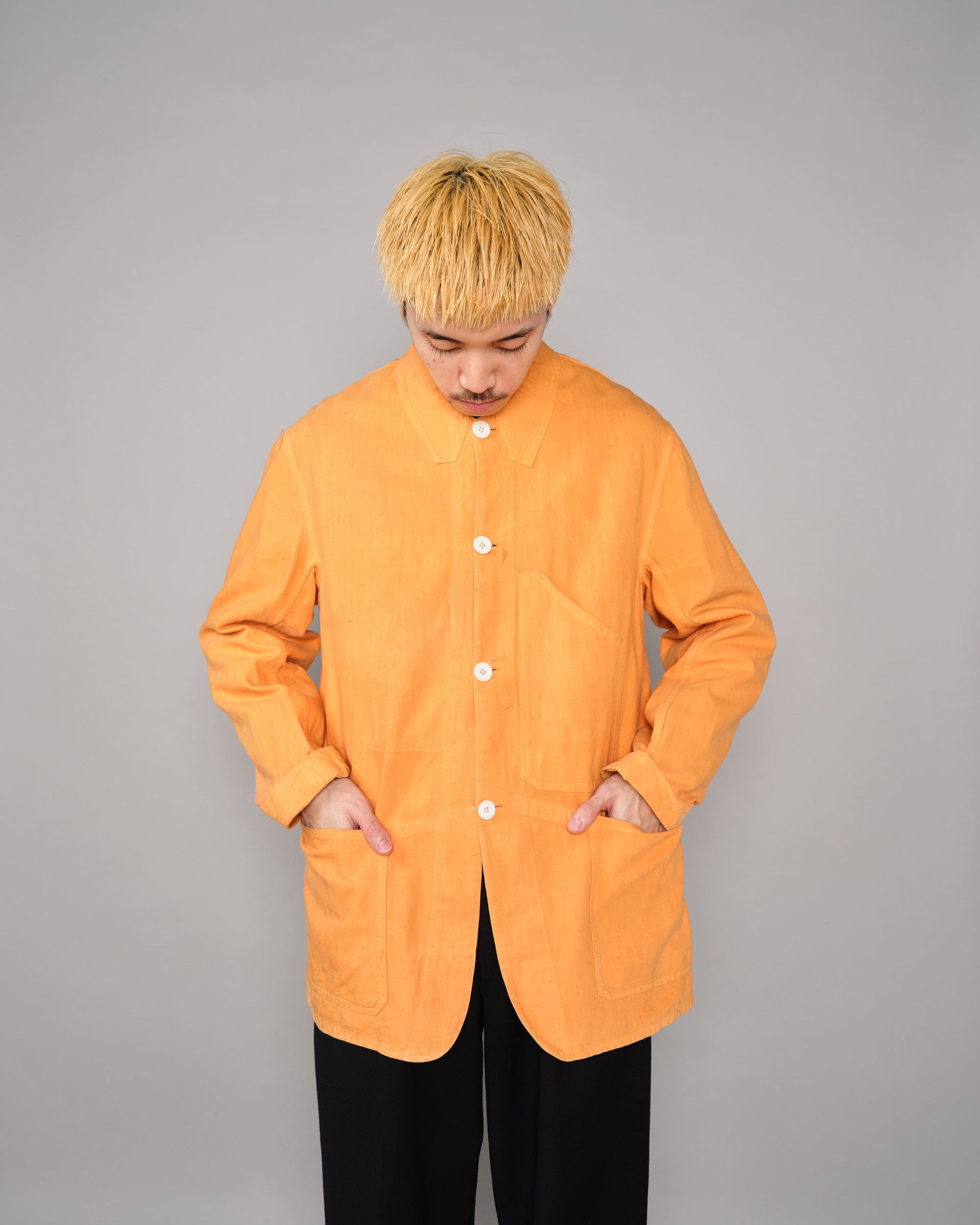 【~30's】British Vintage Orange Cotton Drill Work Jacket